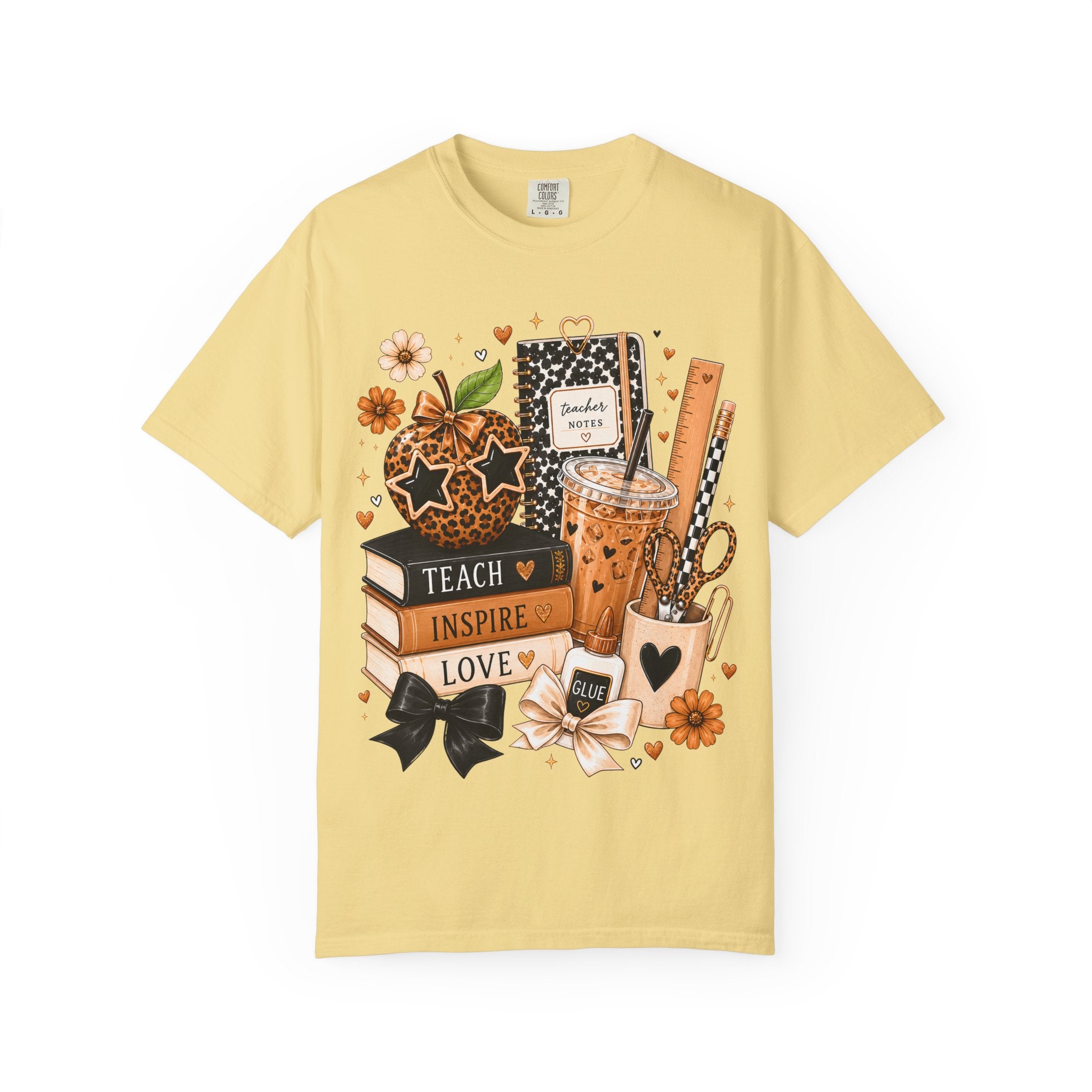 Teacher Life T‑Shirt — Teach Inspire Love Fall Apple & Coffee Graphic Tee