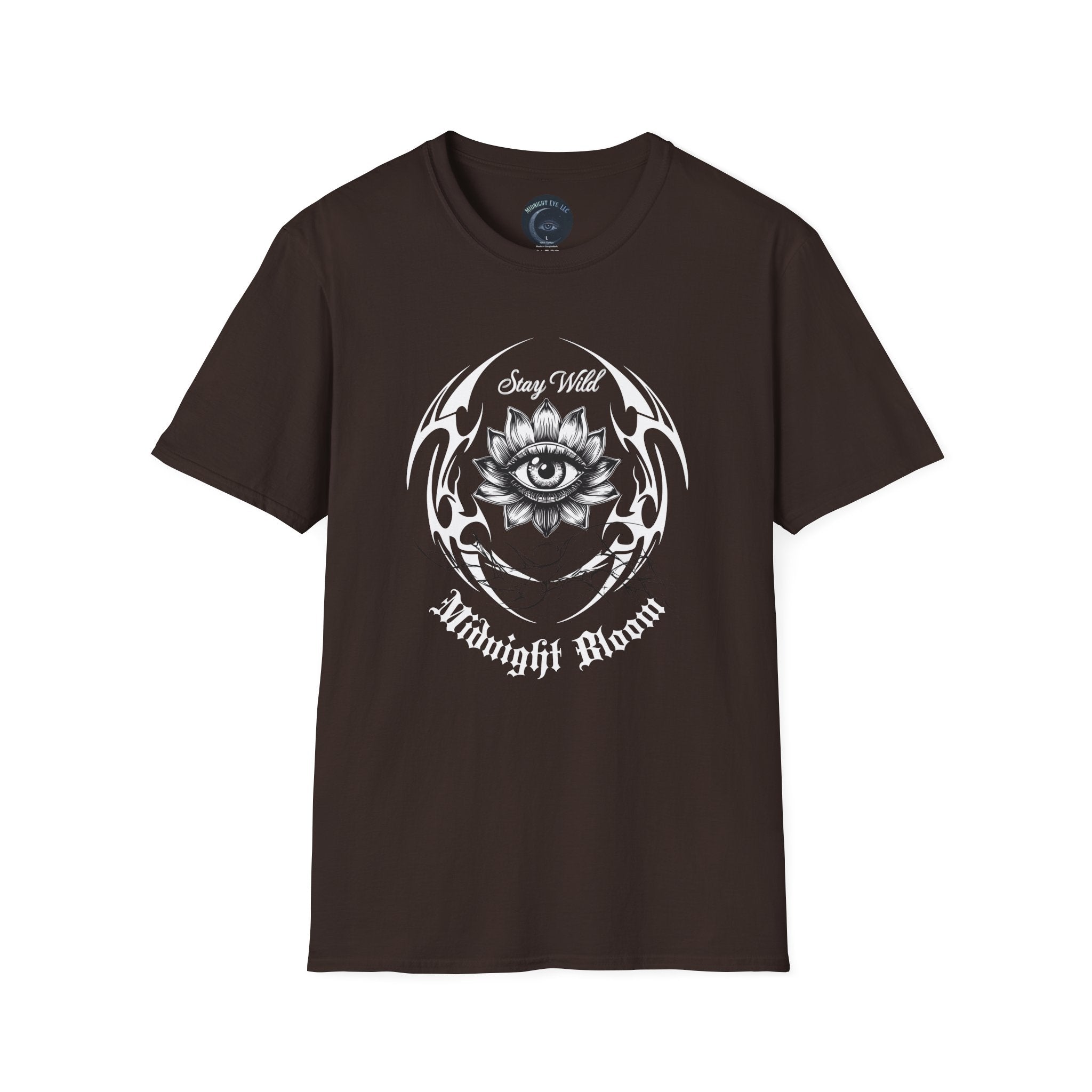 Stay Wild Midnight Moon T-Shirt — Mystical Lotus Eye Graphic Tee - Goth Tee - Dark Aesthetic T-Shirt - Midnight Eye, LLC