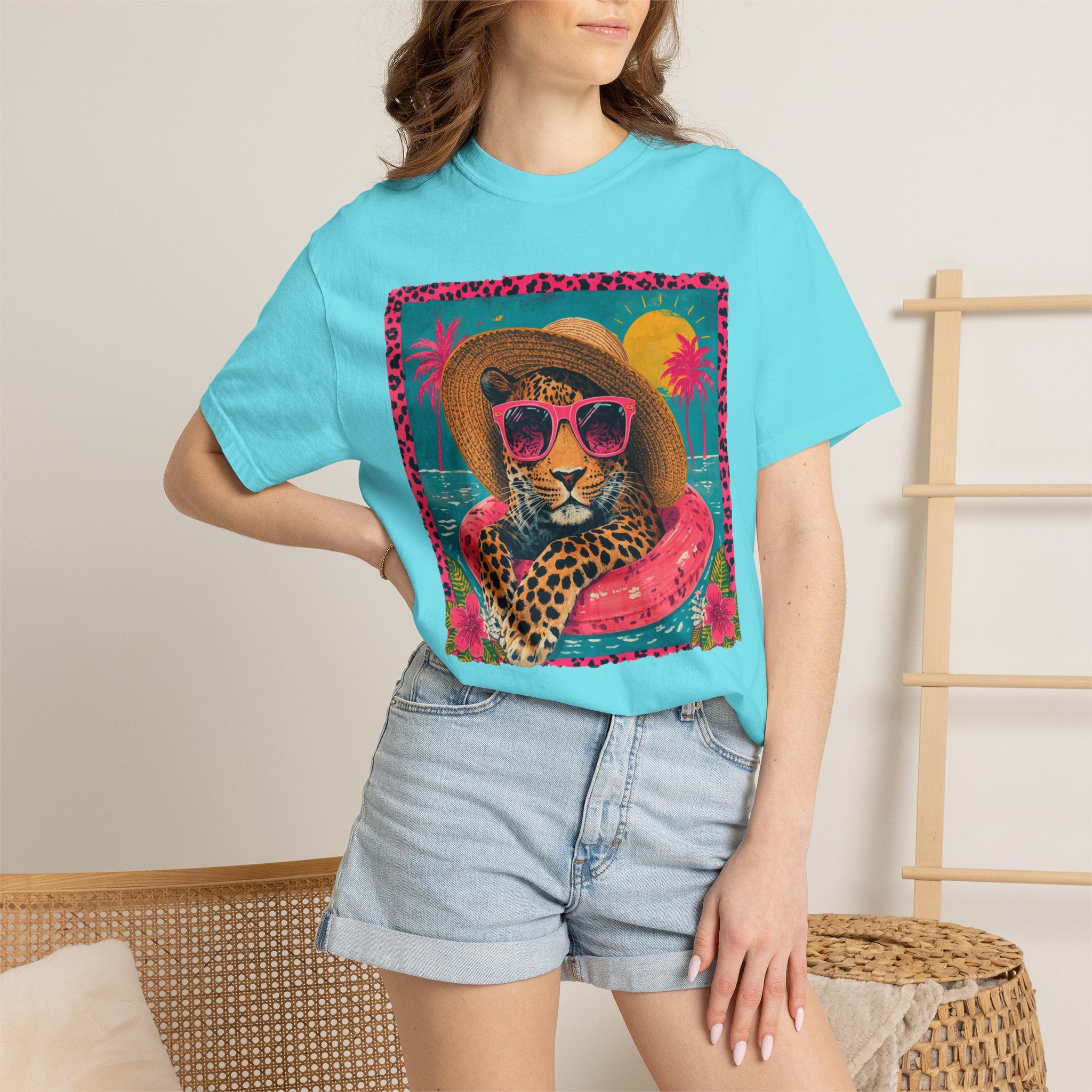 T-Shirt — Tropical Leopard in Sunglasses Summer Graphic - Sassy Vacation T-Shirt
