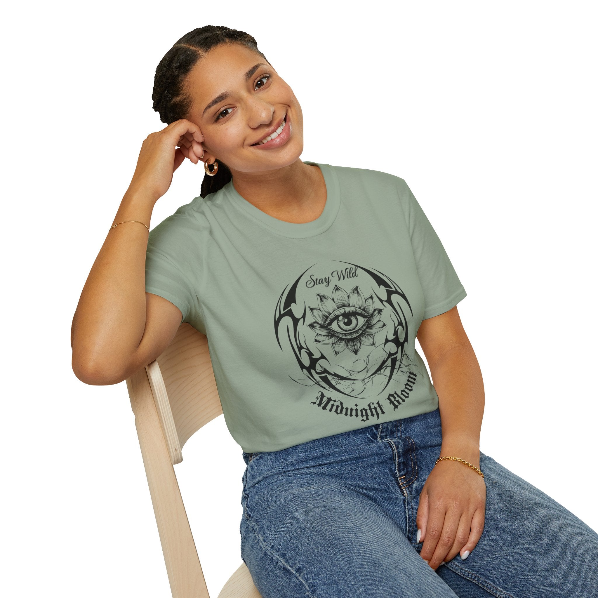 Midnight Eye Graphic T-Shirt — Mystical Lotus All - Seeing Eye Tee - Streetwear T-Shirt - Midnight Eye, LLC