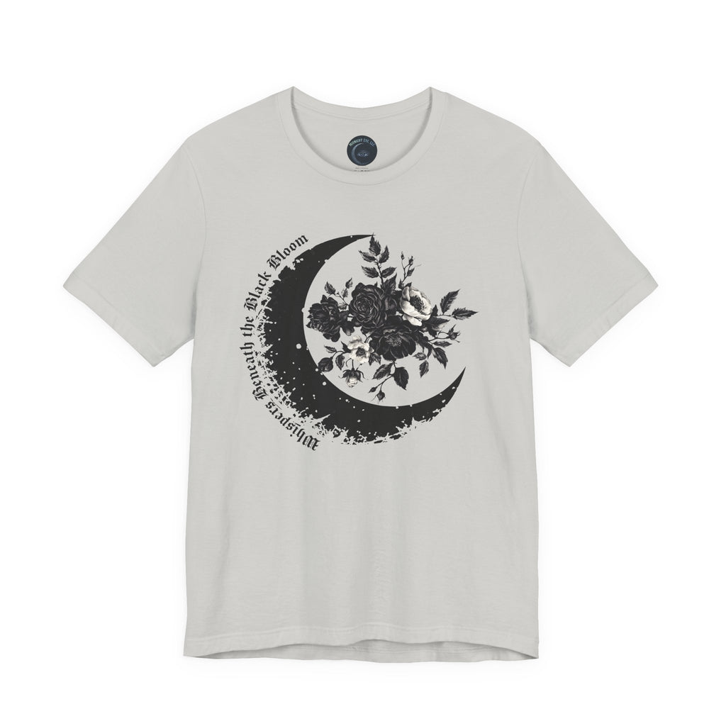 Moon Floral Tee — Crescent Moon Design - Gothic T-Shirt. Midnight Eye, LLC