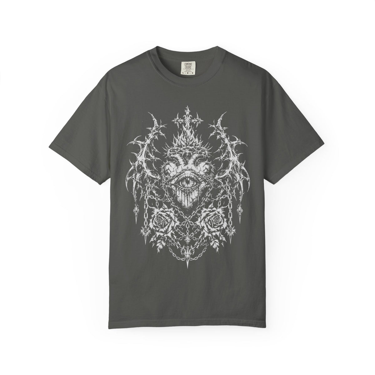 Mystic All-Seeing Eye Tee - Half Tone Eye and Roses Metal & Alternative Graphic T-Shirt