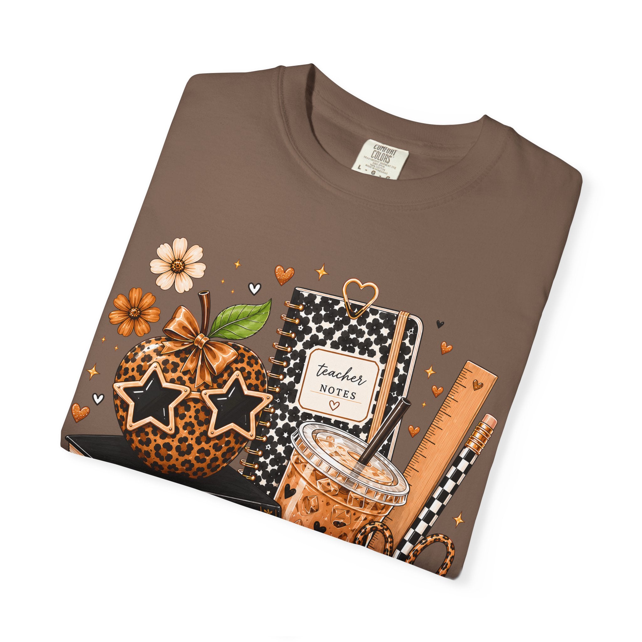 Teacher Life T‑Shirt — Teach Inspire Love Fall Apple & Coffee Graphic Tee