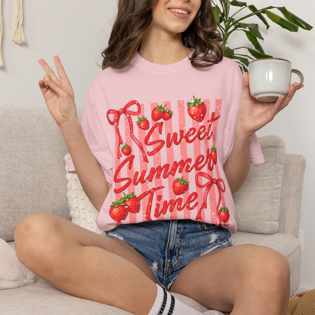 Sweet Summer Time Strawberry Graphic T-Shirt - Cute Summer T-Shirt - Fruit Tee. Midnight Eye, LLC 