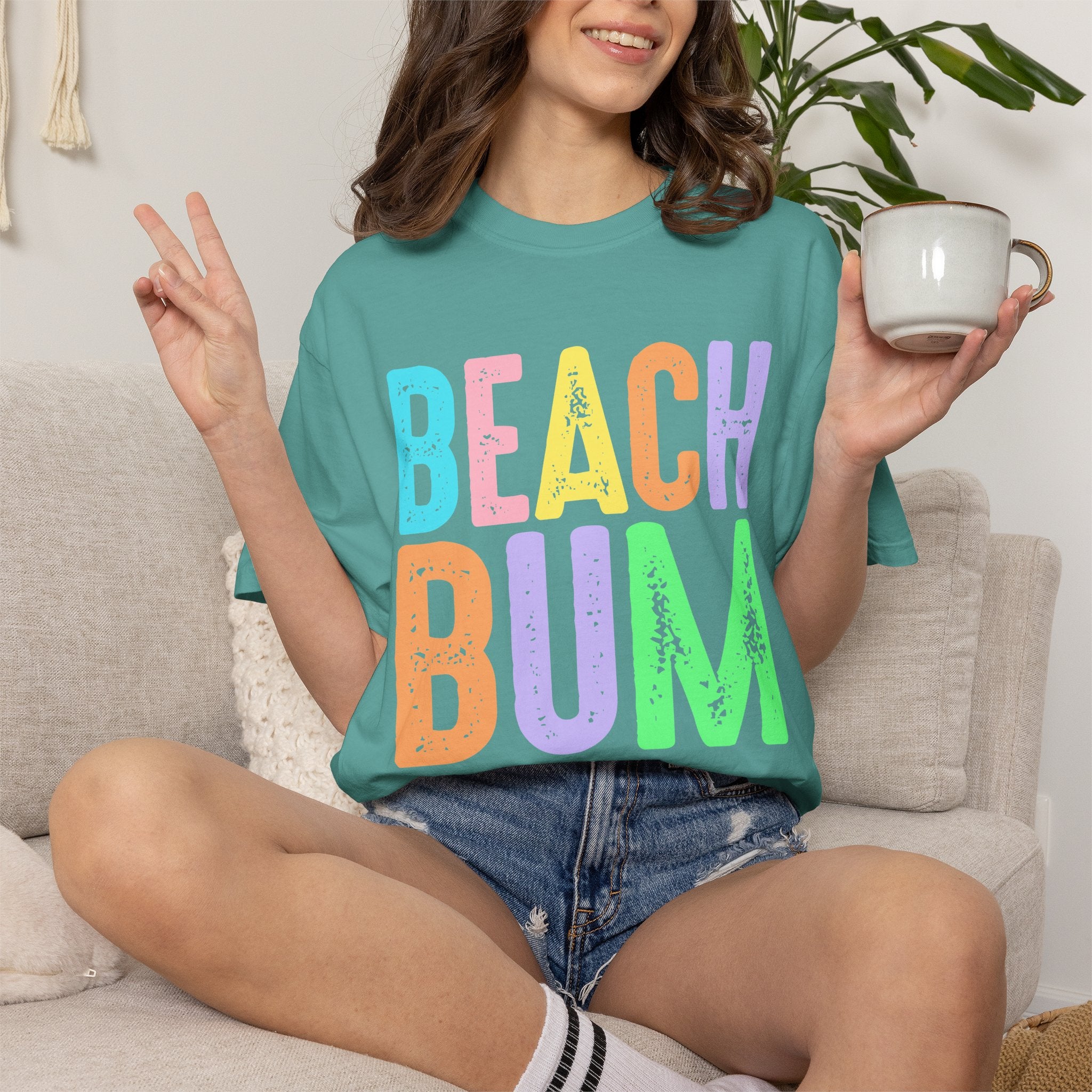 Beach Bum Summer T-Shirt — Bright Colorful Beach Tee. Midnight Eye, LLC