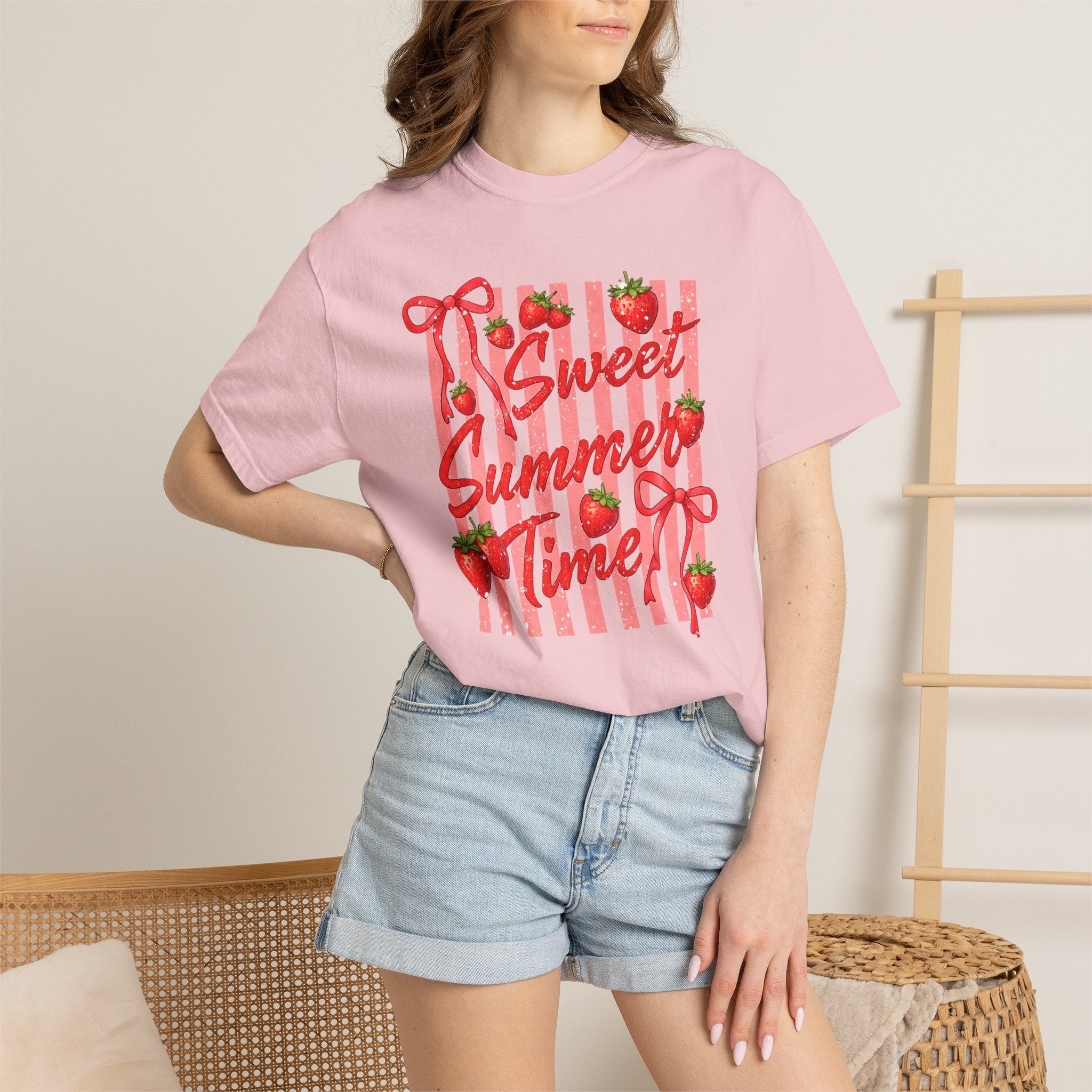 Sweet Summer Time Strawberry Graphic T-Shirt - Cute Summer T-Shirt - Fruit Tee
