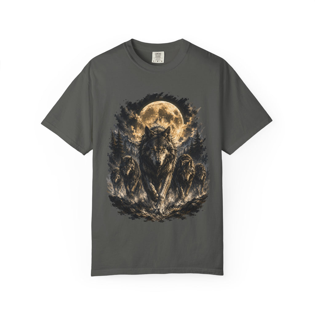 Wolf Pack Mystical Moon T-Shirt — Vintage Moonlit Forest Graphic Tee