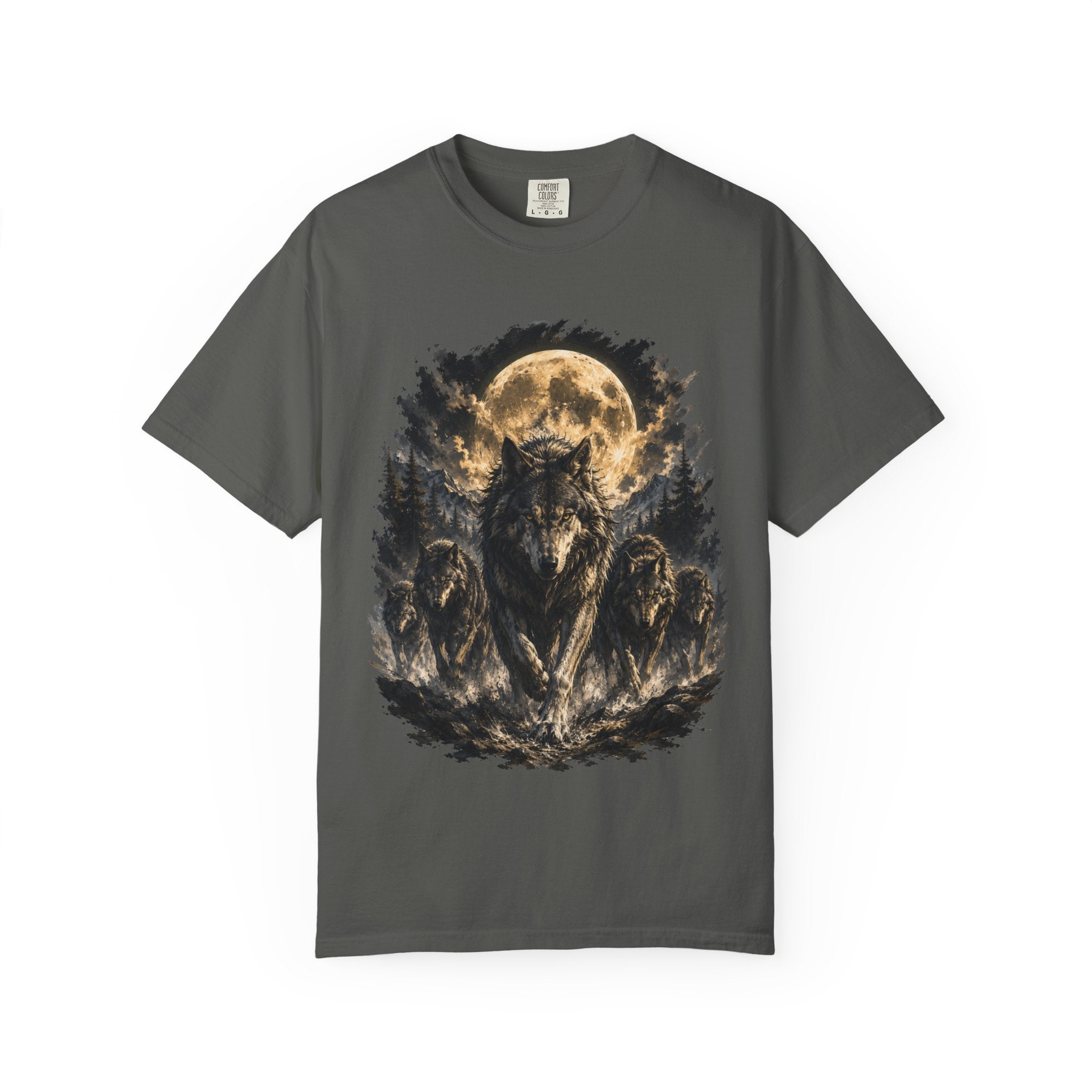 Wolf Pack Mystical Moon T-Shirt — Vintage Moonlit Forest Graphic Tee