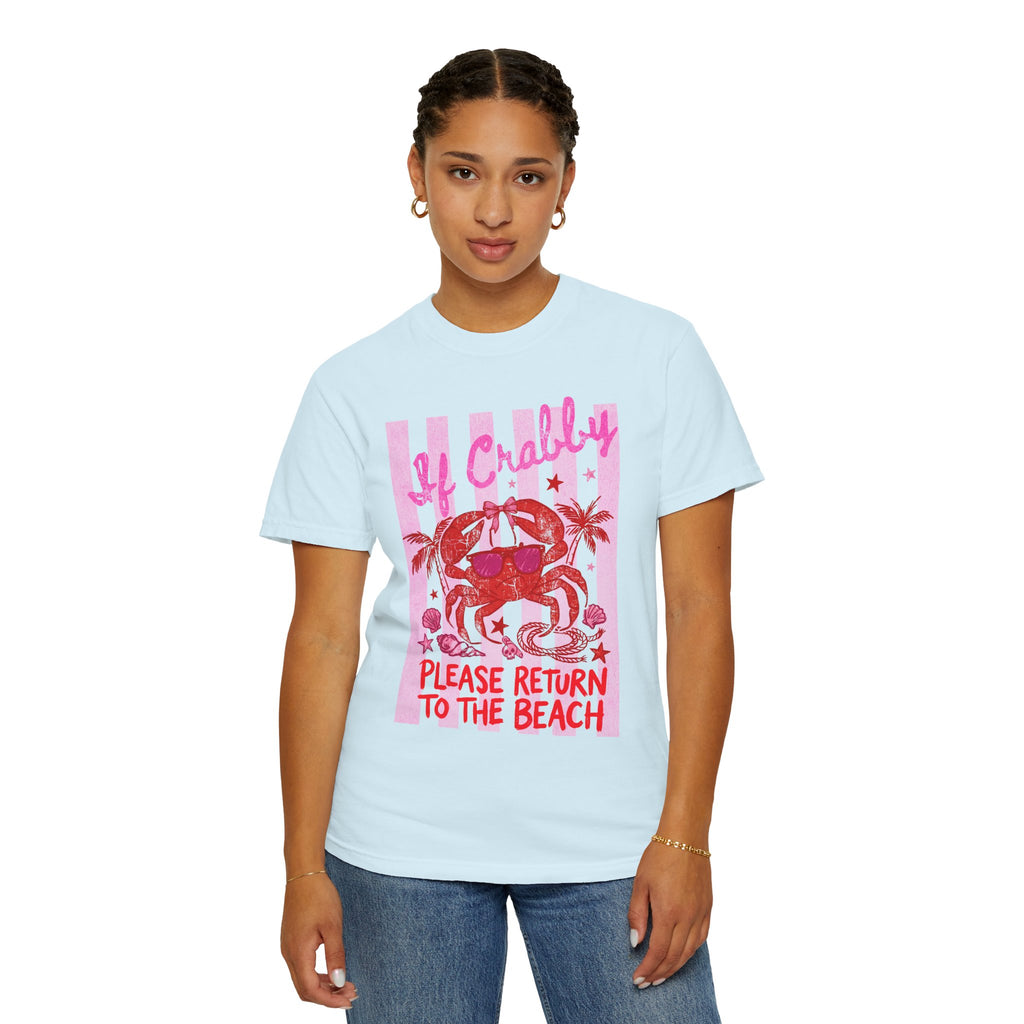 Funny Crab Beach Shirt - If Crabby, Please Return to the Beach. Summer Funny Tee - Midnight Eye, LLC