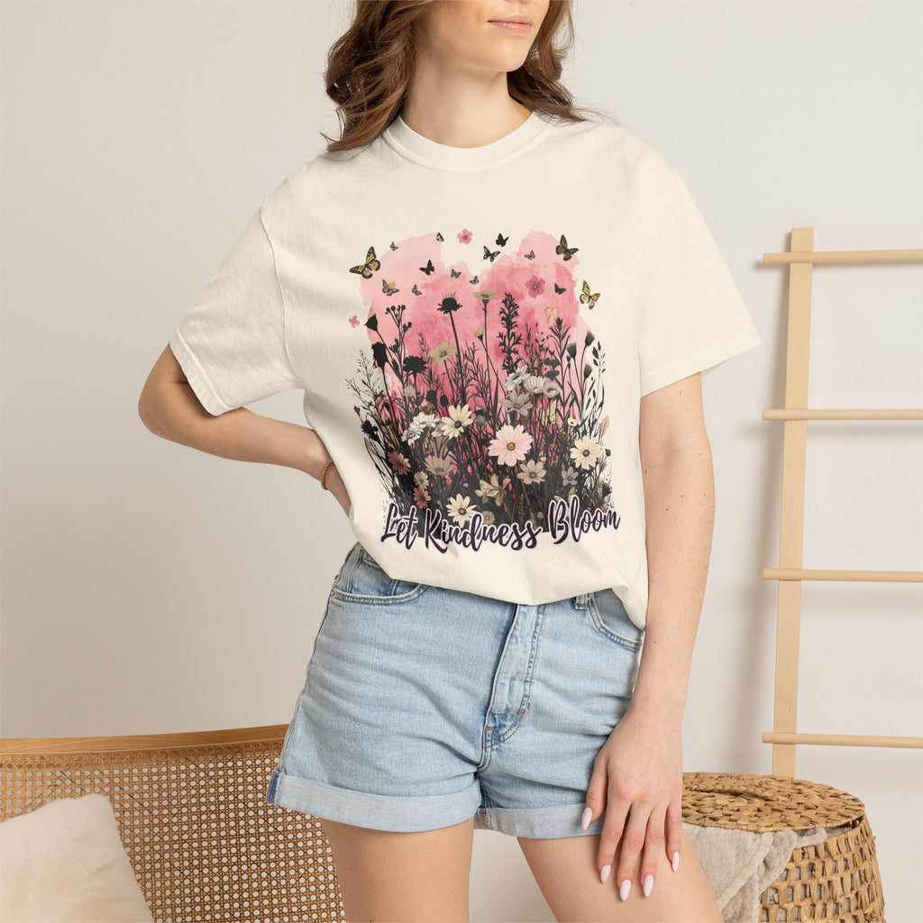 Let Kindness Bloom T-Shirt — Floral Garden Graphic Tee - Cute Motivational T-Shirt. Midnight Eye, LLC