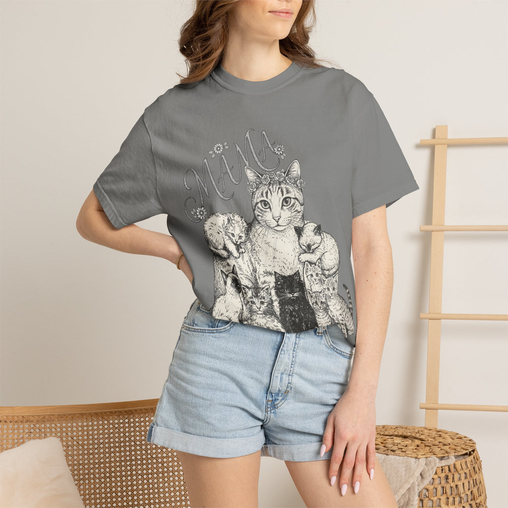 Cat Mama Vintage Graphic T-Shirt - Cat Mama and Kittens Tee