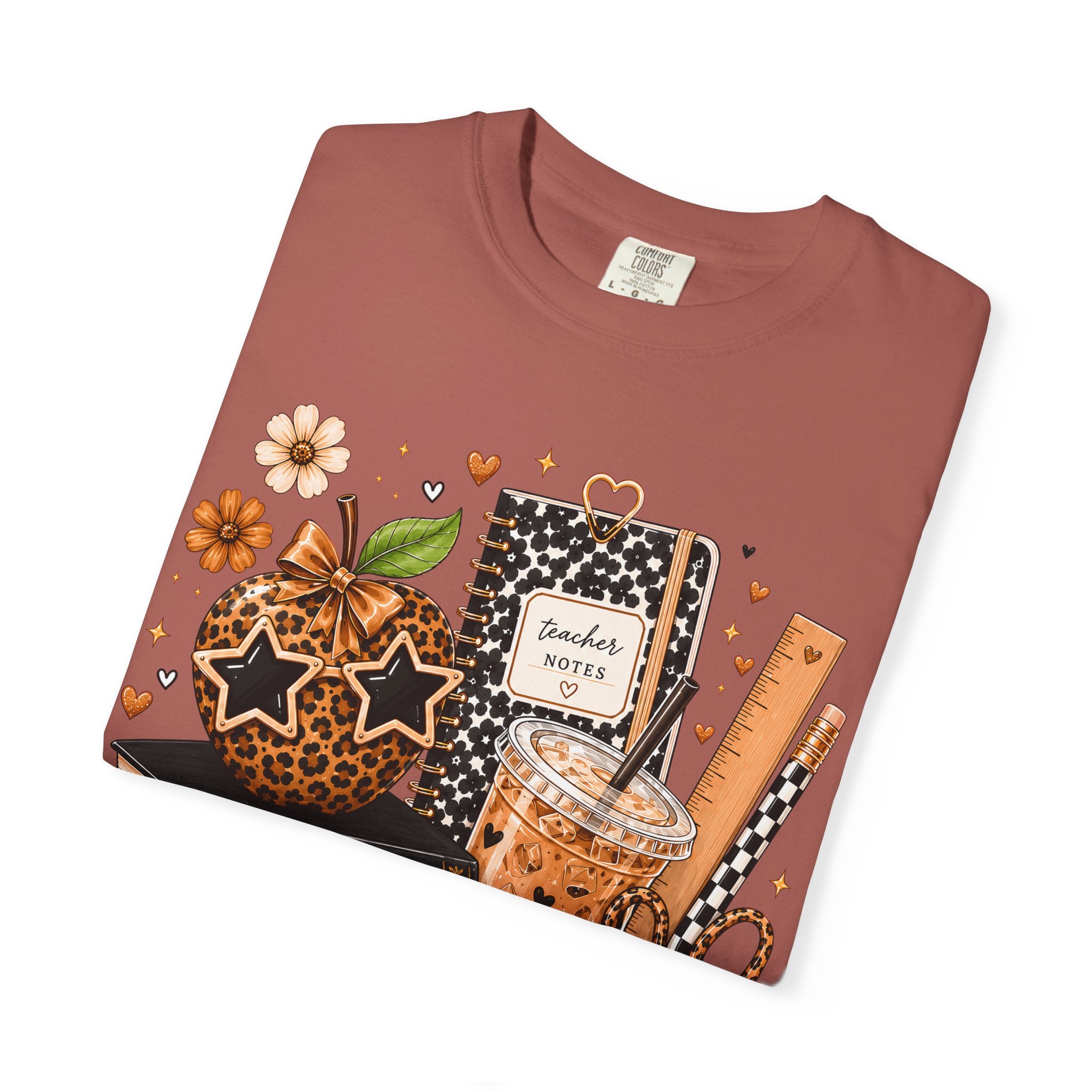 Teacher Life T‑Shirt — Teach Inspire Love Fall Apple & Coffee Graphic Tee