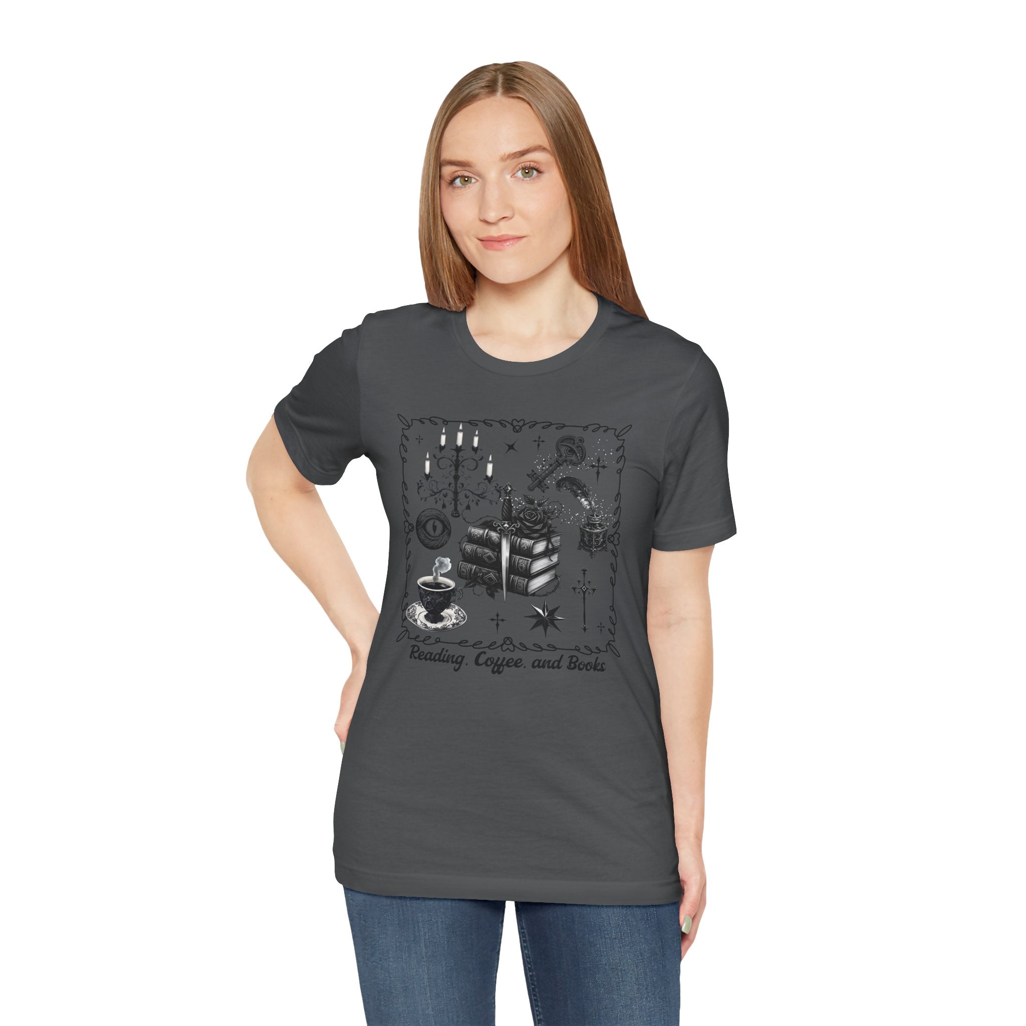 Mystic Reading Tee — "Reading and Mystery Books" Graphic T-Shirt. Midnight Eye