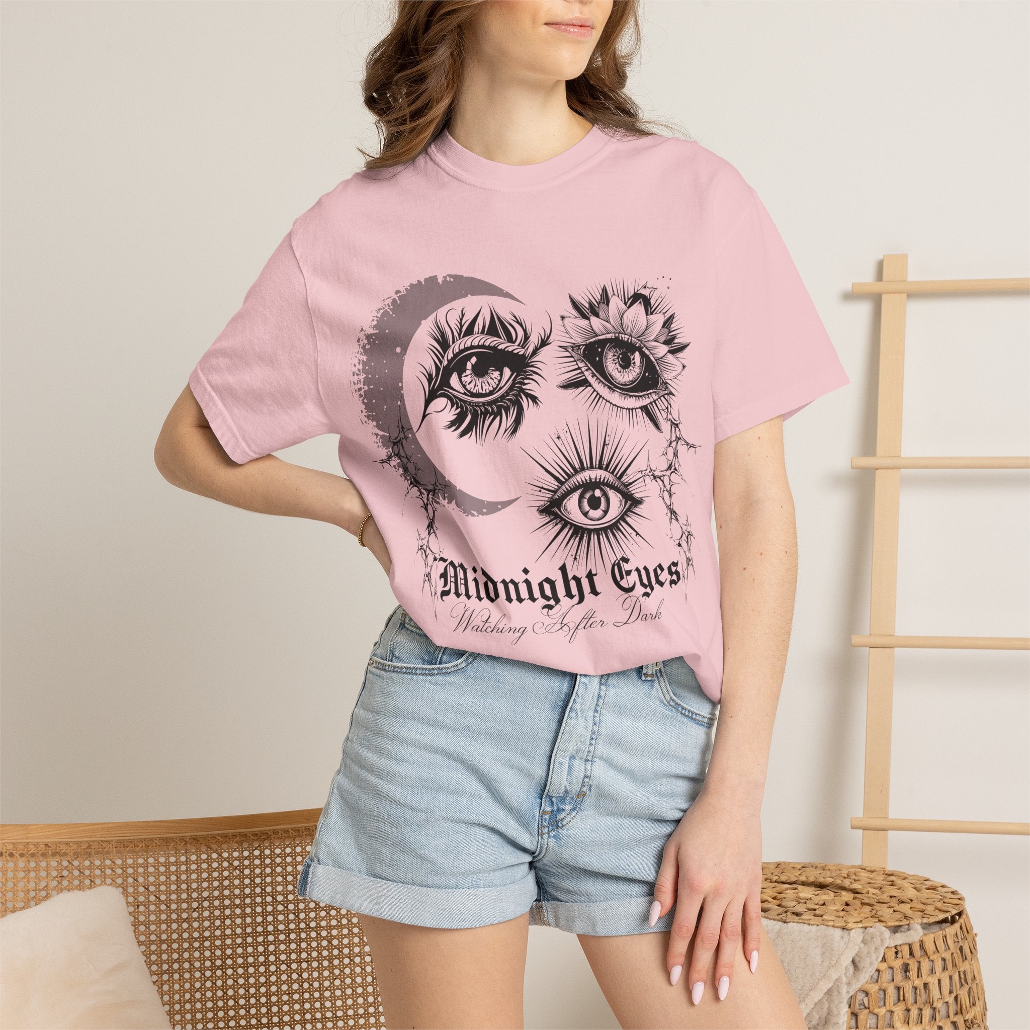 Midnight Eyes Graphic T-Shirt — Moon & Eye Gothic Vintage Tee