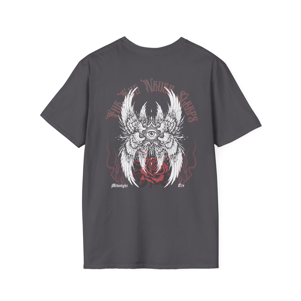 Winged - Eye Graphic Tee — Third Eye Rock Band Shirt - Streetwear Tee - Gothic Red Rose T-Shirt - Midnight Eye, LLC