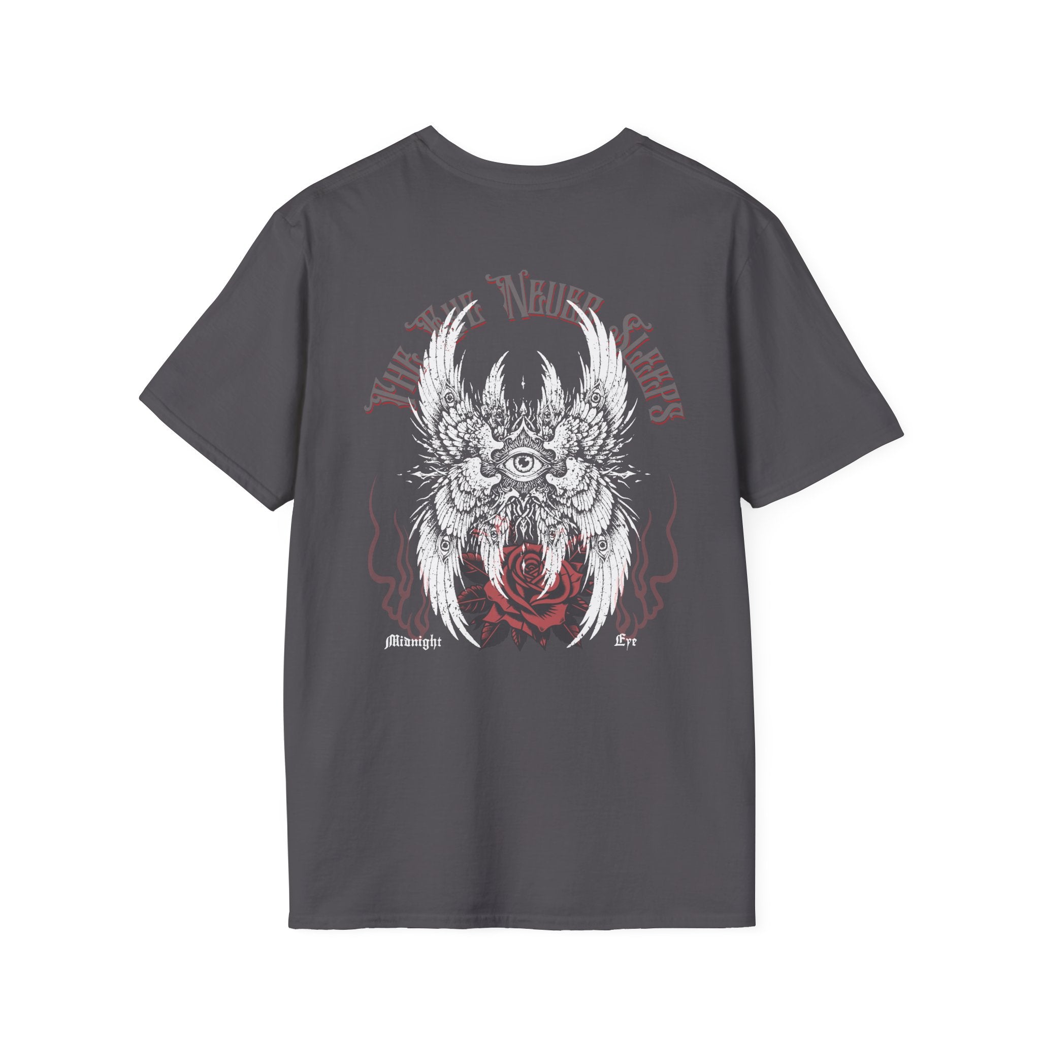 Winged - Eye Graphic Tee — Third Eye Rock Band Shirt - Streetwear Tee - Gothic Red Rose T-Shirt - Midnight Eye, LLC
