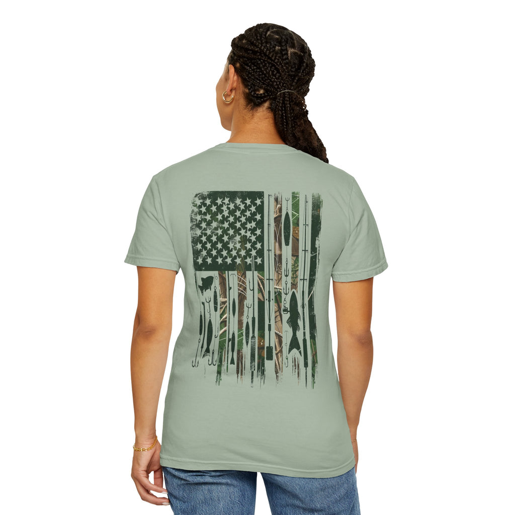 Fishing Flag T-Shirt — "Life is Better Fishing" Graphic Tee - Patriotic Tee - Father's Day T-Shirt - Midnight Eye, LLC