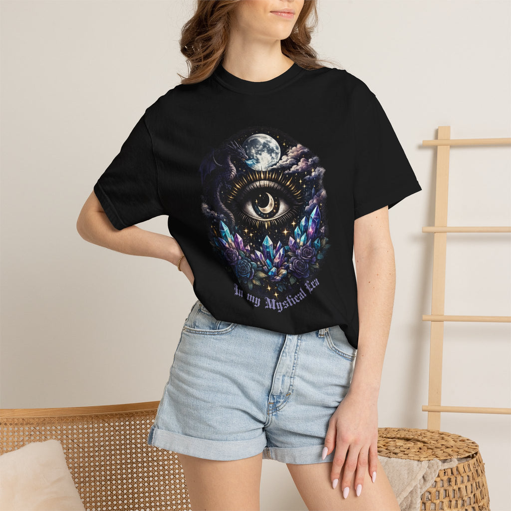Mystic Third Eye T-shirt — Celestial Moon, Crystals & Dragon Eye Graphic Tee - Dark Aesthetic Tee - Midnight Eye, LLC