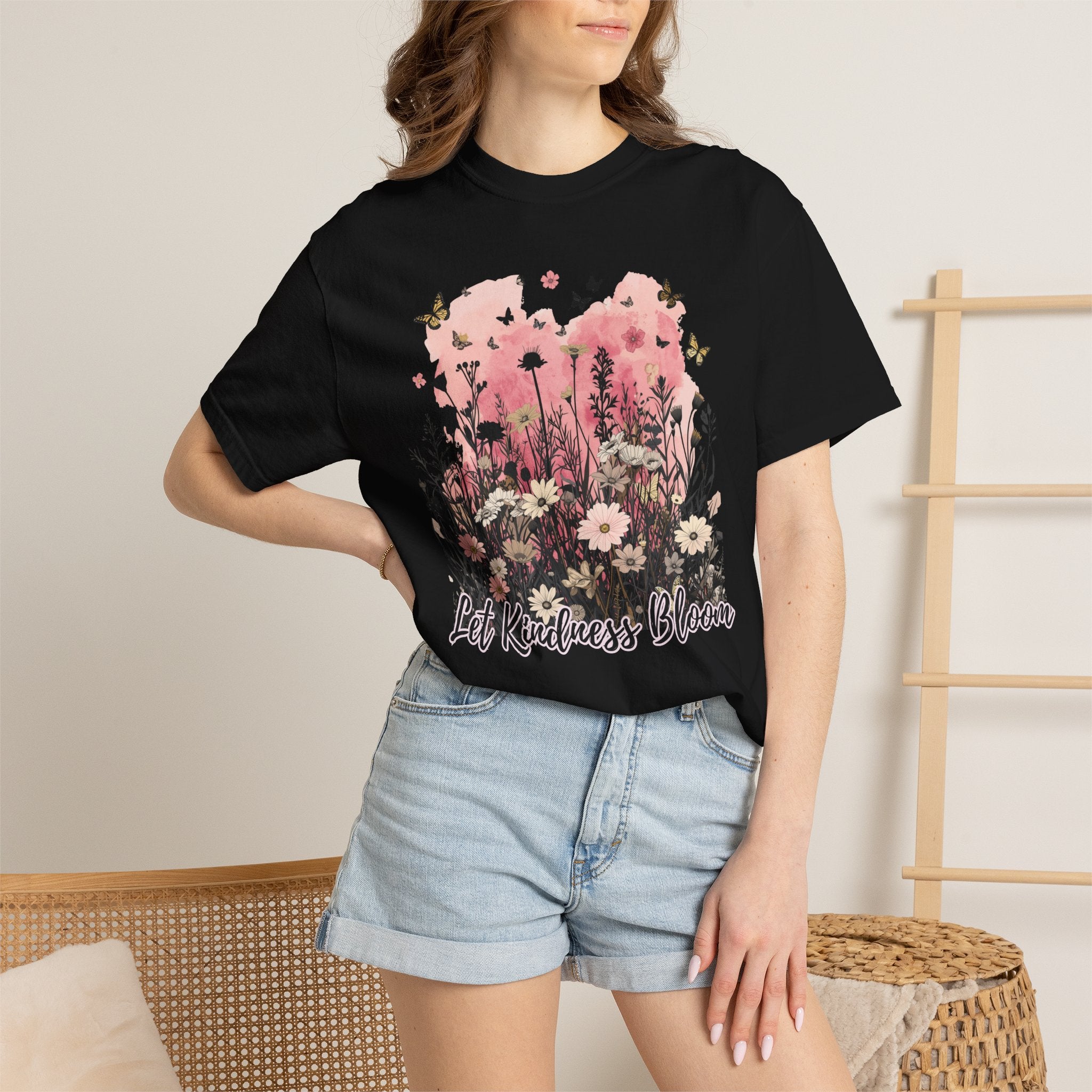 Let Kindness Bloom T-Shirt — Floral Garden Graphic Tee - Cute Motivational T-Shirt. Midnight Eye, LLC