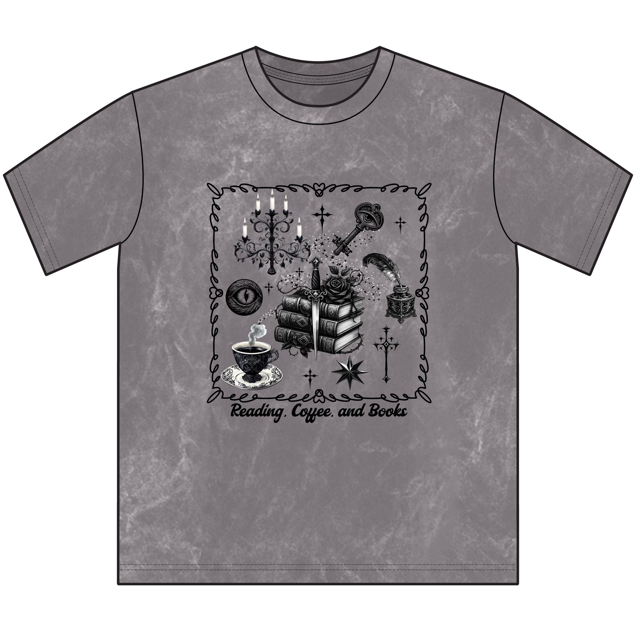 Mystic Reading Tee — "Reading, Love, and Mystery Books" Vintage Graphic Shirt