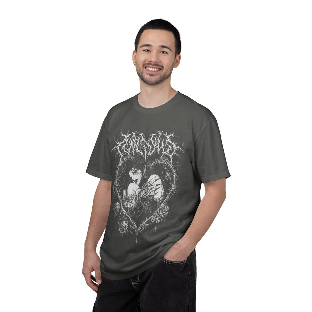 Goth Metal Vampire and Thorn Heart Graphic T‑Shirt  - Alternative Tee