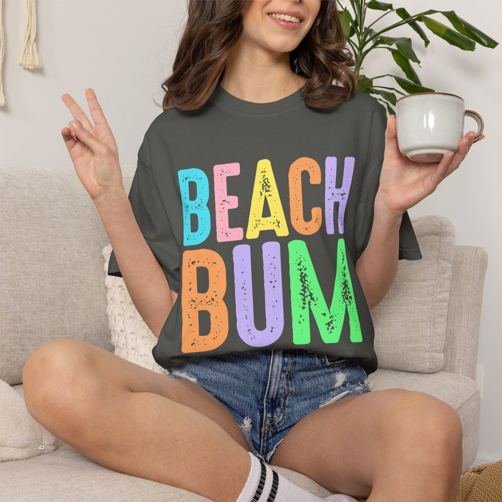 Beach Bum Summer T-Shirt — Bright Colorful Beach Tee. Midnight Eye, LLC