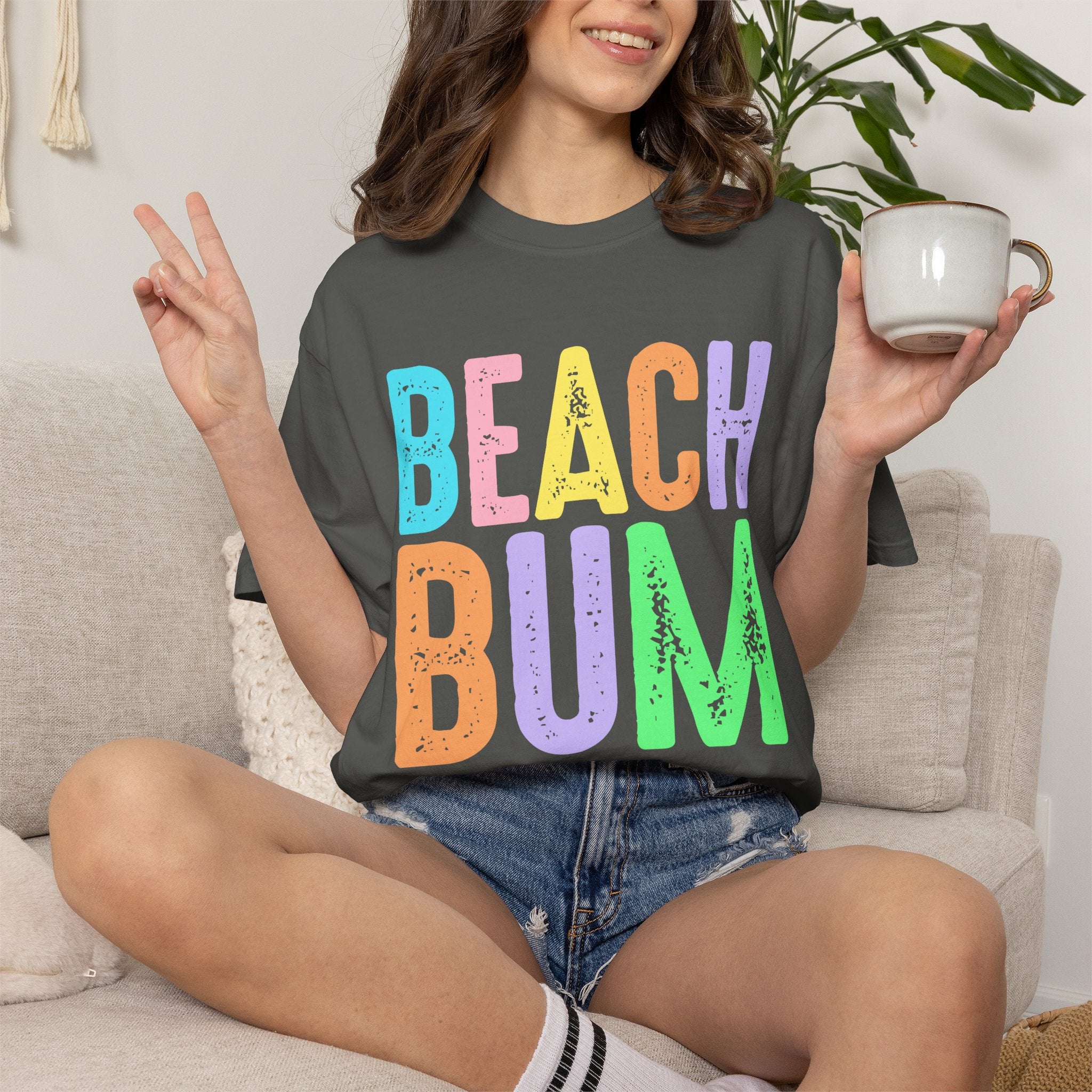 Beach Bum Summer T-Shirt — Bright Colorful Beach Tee. Midnight Eye, LLC