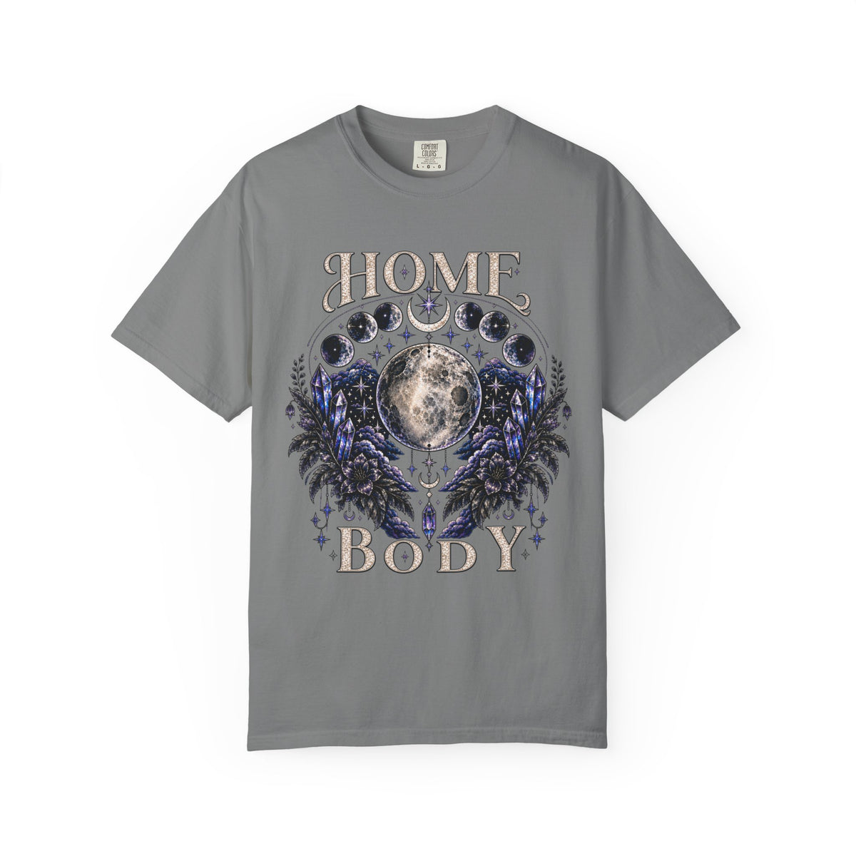 Moon Phases T-Shirt — “Home Body” Lunar Graphic Tee. Midnight Eye, LLC