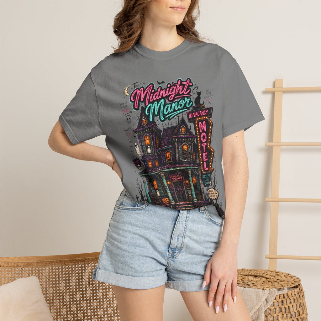 Midnight Manor Motel T-Shirt — Haunted House Horror Tee. Midnight Eye, LLC