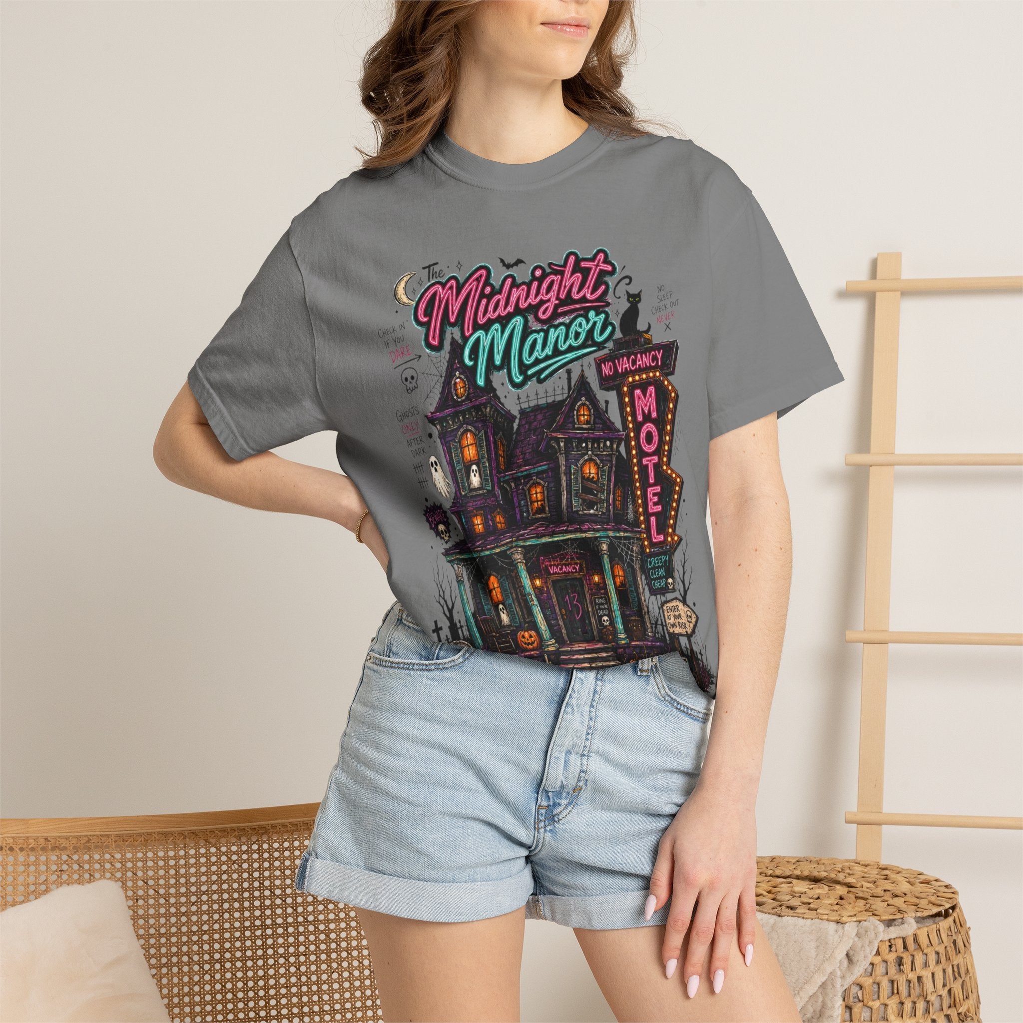 Midnight Manor Motel T-Shirt — Haunted House Horror Tee. Midnight Eye, LLC