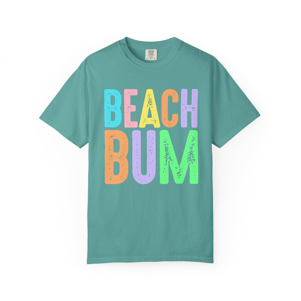 Beach Bum Summer T-Shirt — Bright Colorful Beach Tee. Midnight Eye, LLC