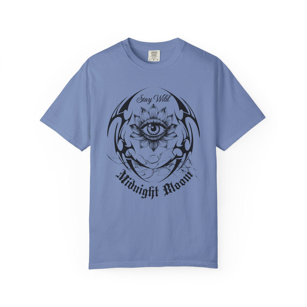Lotus Eye Graphic T-Shirt — Cybergoth / Cyberpunk Floral Tee. Midnight Eye, LLC