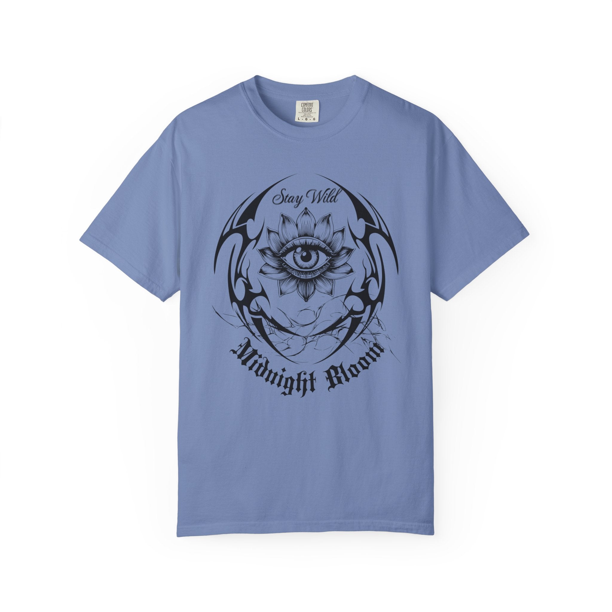 Lotus Eye Graphic T-Shirt — Cybergoth / Cyberpunk Floral Tee. Midnight Eye, LLC