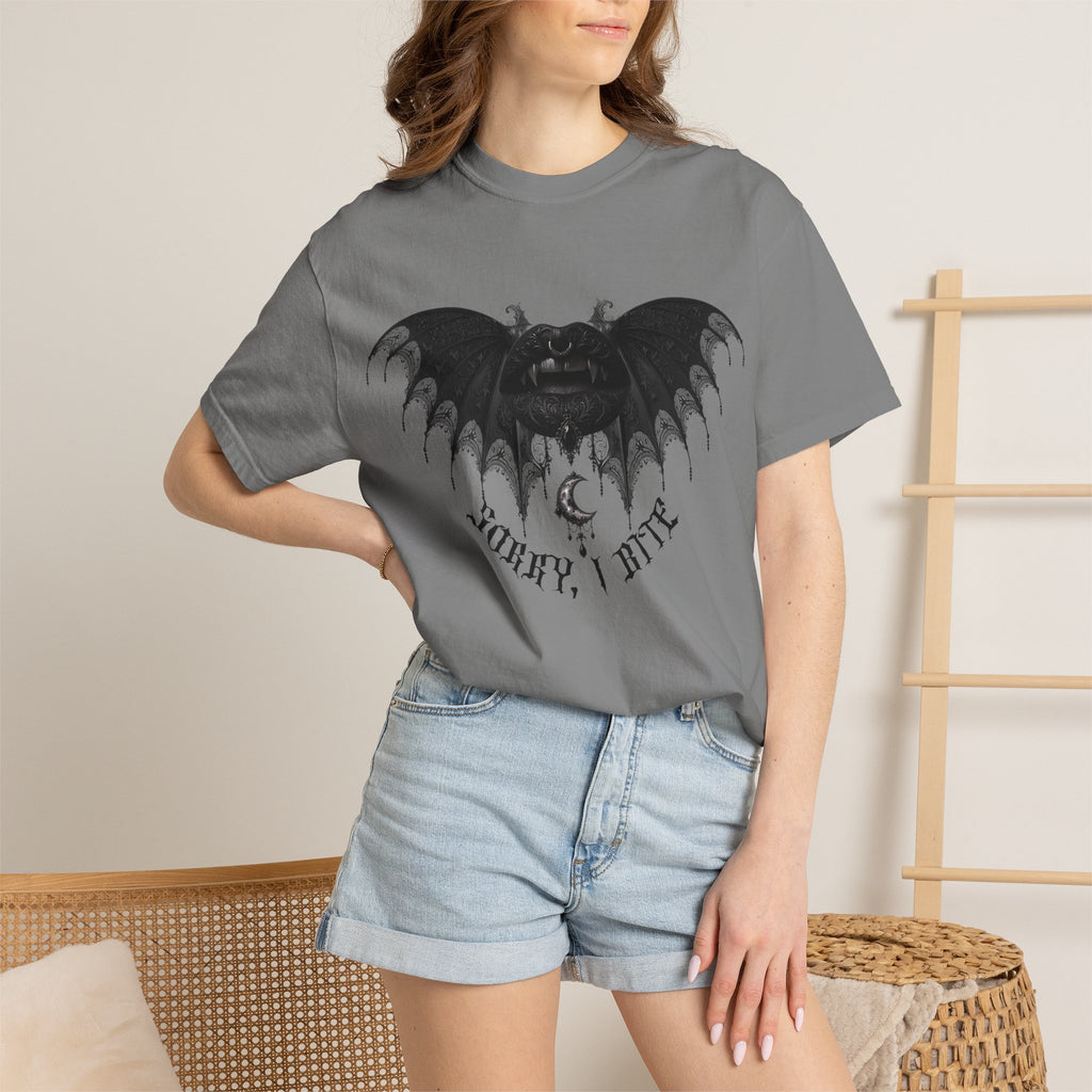 Gothic Bat Wings T‑Shirt — Dark Vampire Black Lips Graphic Tee