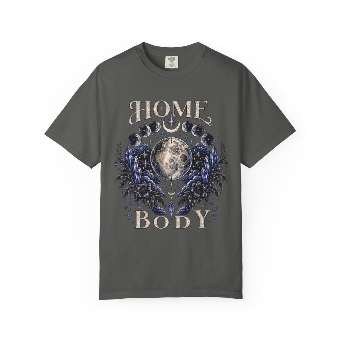 Moon Phases T-Shirt — “Home Body” Lunar Graphic Tee. Midnight Eye, LLC