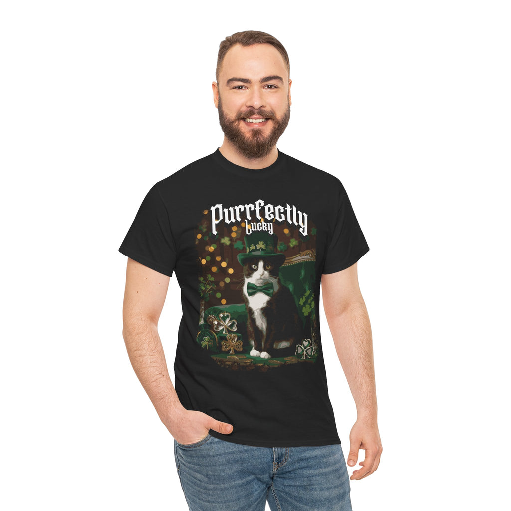 Tuxedo Cat T-Shirt - Cute Cats St. Patricks Theme Tee - Cat Lovers Tee - Midnight Eye, LLC