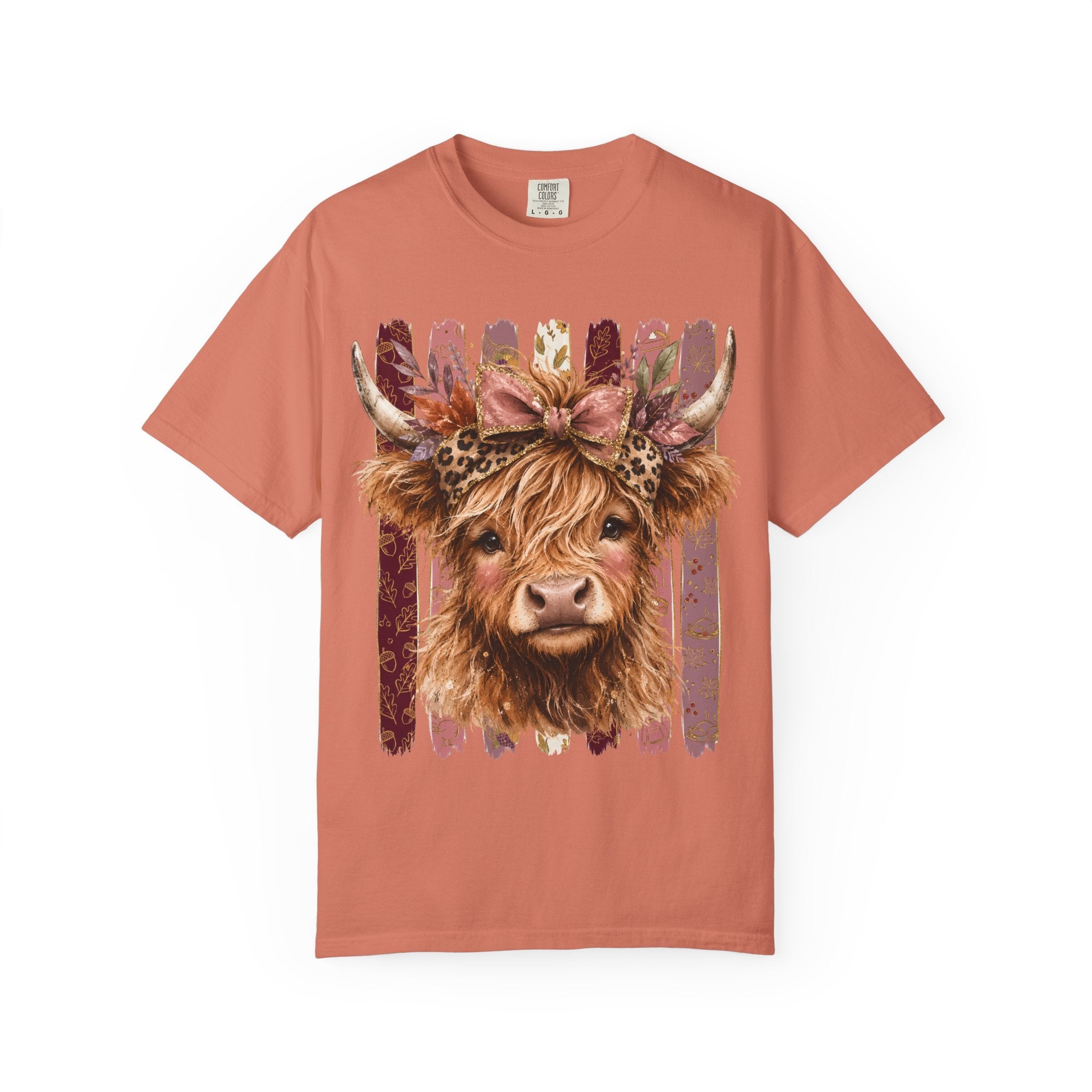 Highland Cow Floral Tee — Cute Cow Graphic T-Shirt