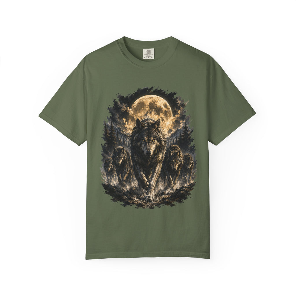 Wolf Pack Mystical Moon T-Shirt — Vintage Moonlit Forest Graphic Tee