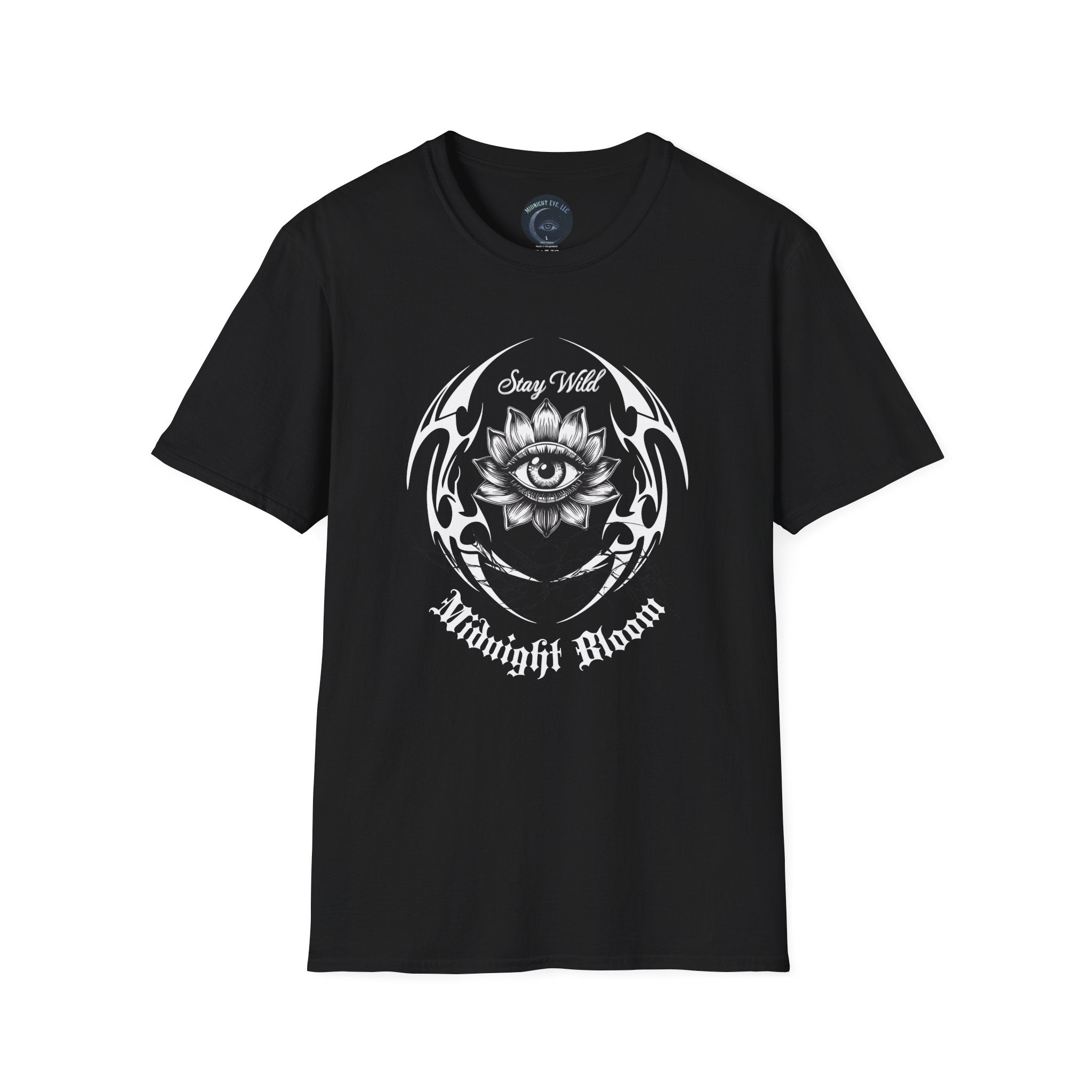 Stay Wild Midnight Moon T-Shirt — Mystical Lotus Eye Graphic Tee - Goth Tee - Dark Aesthetic T-Shirt - Midnight Eye, LLC