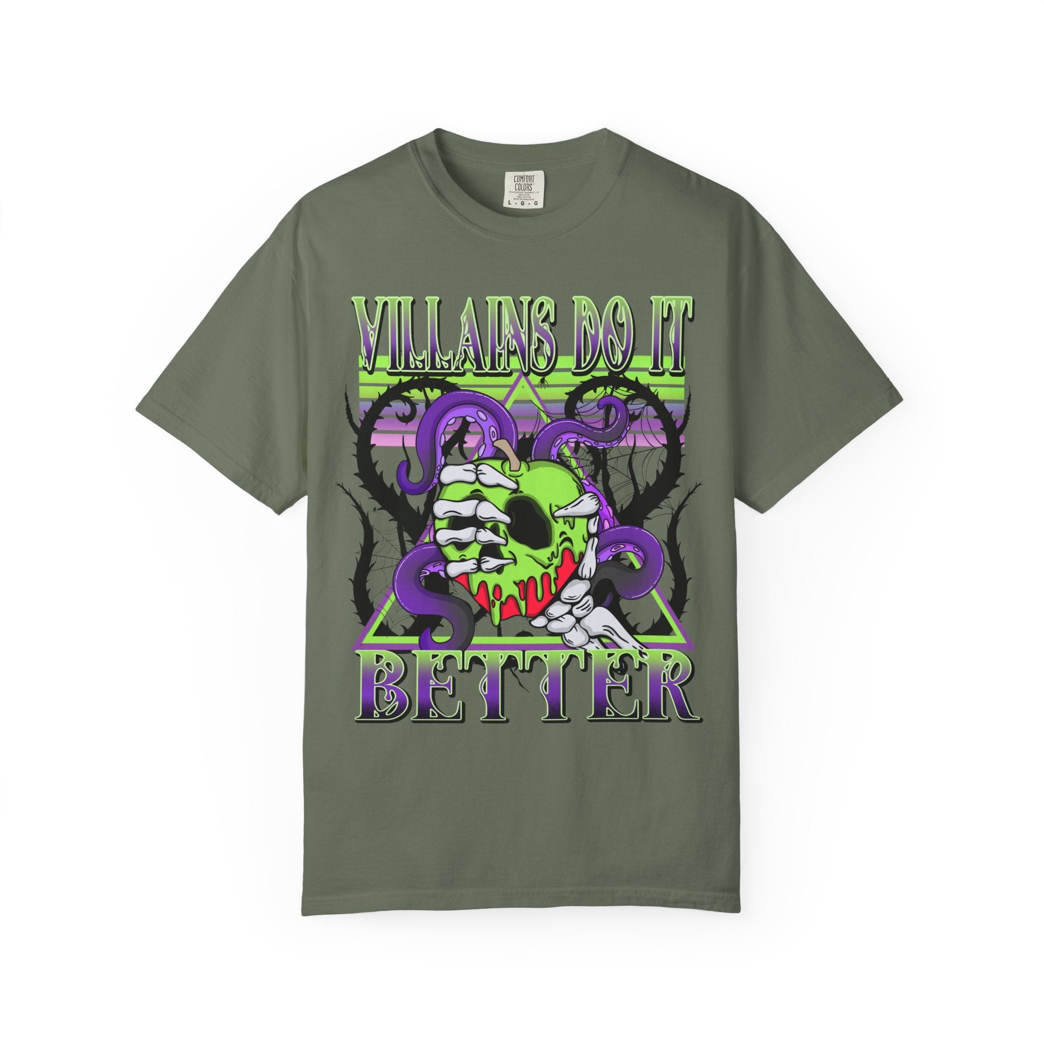 Villains Do It Better Graphic T-Shirt — Neon Monster Skull Tee. Midnight Eye, LLC