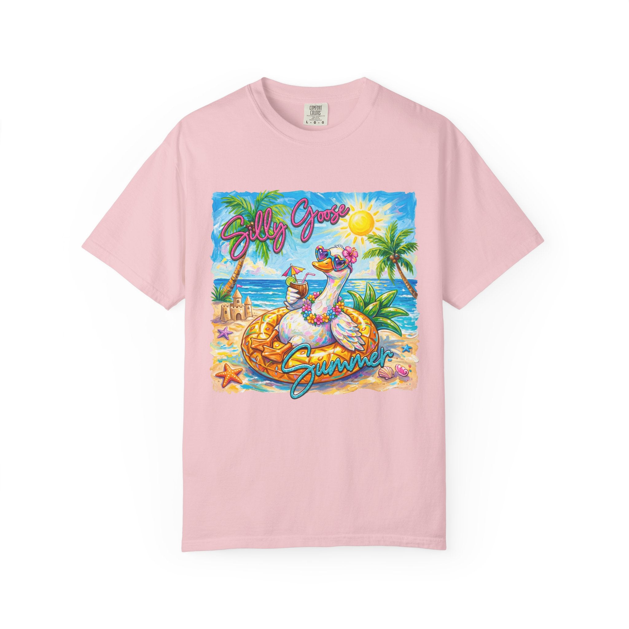 Silly Goose Summer T-Shirt - Colorful Summer Girl Tee - Beach Tee - Tropical T-Shirt, Midnight Eye, LLC