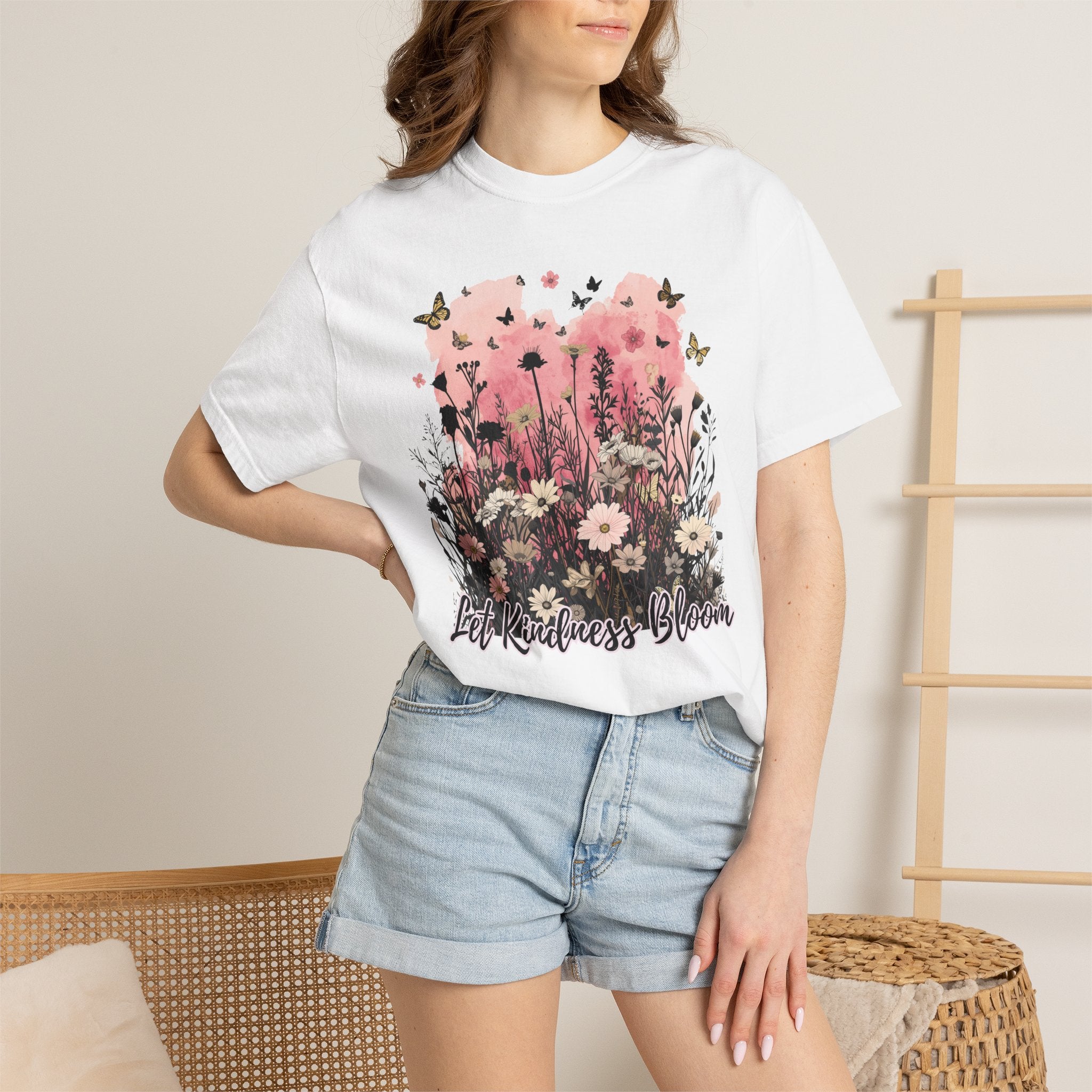 Let Kindness Bloom T-Shirt — Floral Garden Graphic Tee - Cute Motivational T-Shirt. Midnight Eye, LLC