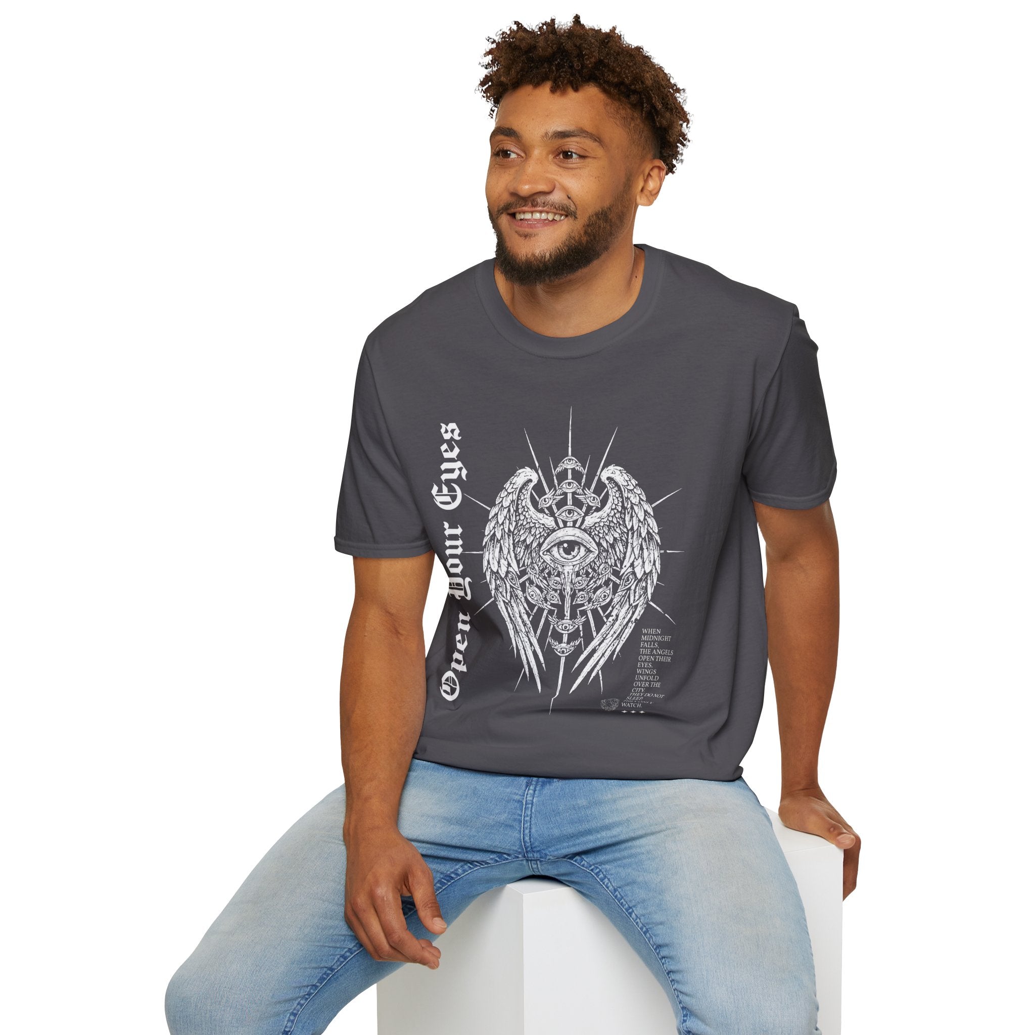 Wings and Eyes Graphic T-Shirt - Streetwear T-Shirt - Gothic Tee - Dark Aesthetic Tee - Mystical T-Shirt - Midnight Eye, LLC