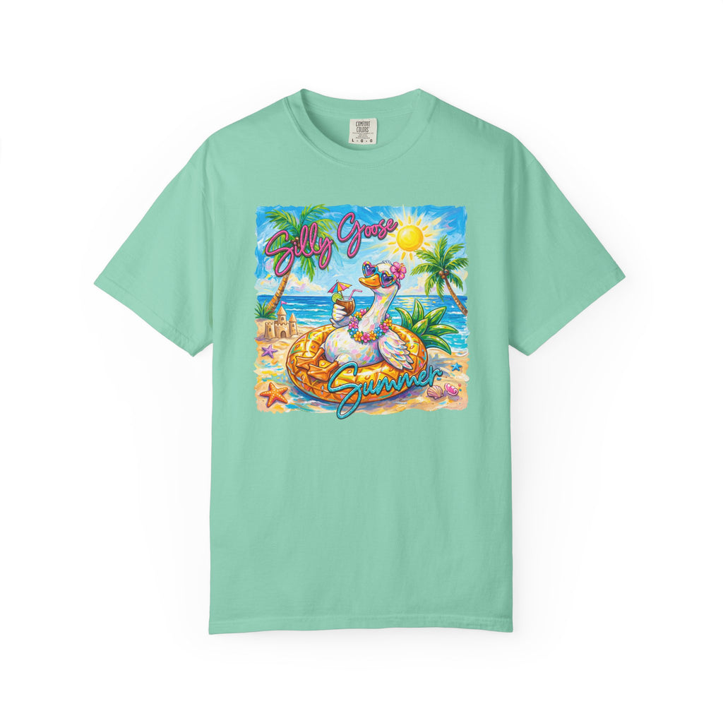 Silly Goose Summer T-Shirt - Colorful Summer Girl Tee - Beach Tee - Tropical T-Shirt - Midnight Eye, LLC