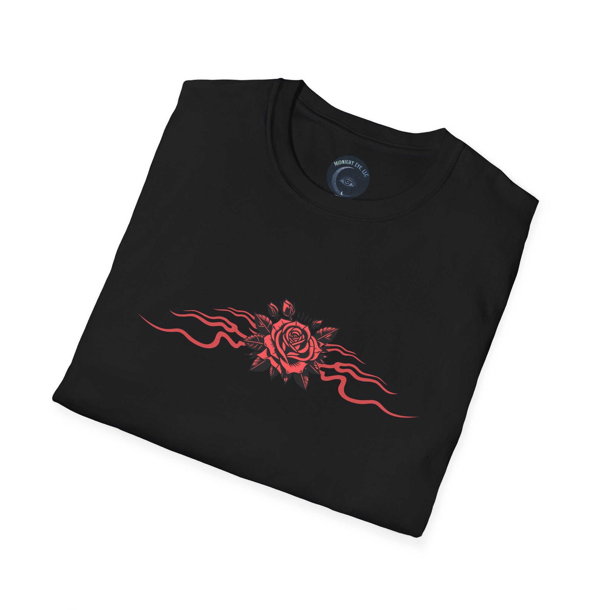 Winged - Eye Graphic Tee — Third Eye Rock Band Shirt - Streetwear Tee - Gothic Red Rose T-Shirt - Midnight Eye, LLC