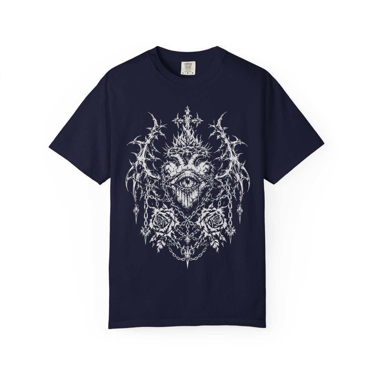 Mystic All-Seeing Eye Tee - Half Tone Eye and Roses Metal & Alternative Graphic T-Shirt