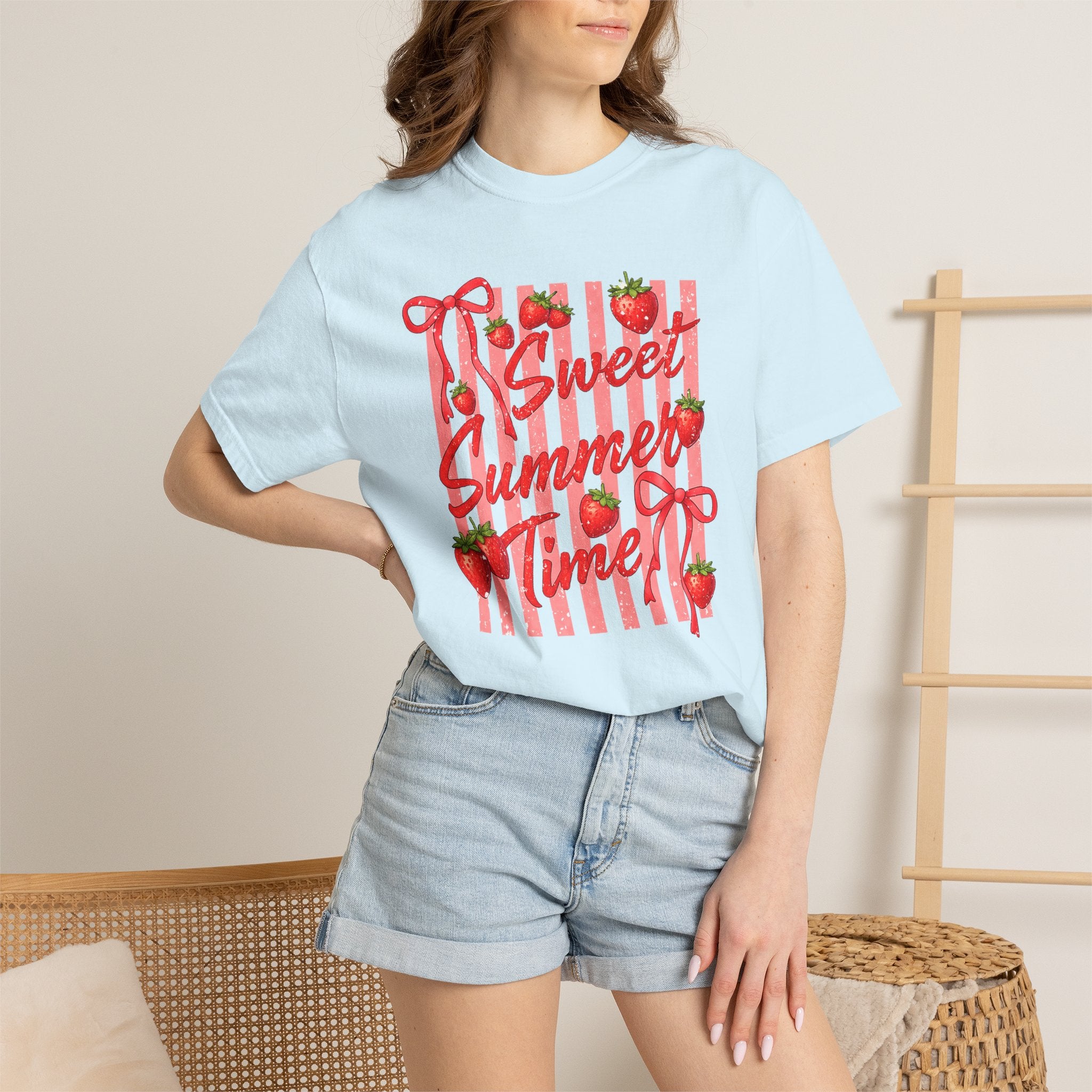 Sweet Summer Time Strawberry Graphic T-Shirt - Cute Summer T-Shirt - Fruit Tee
