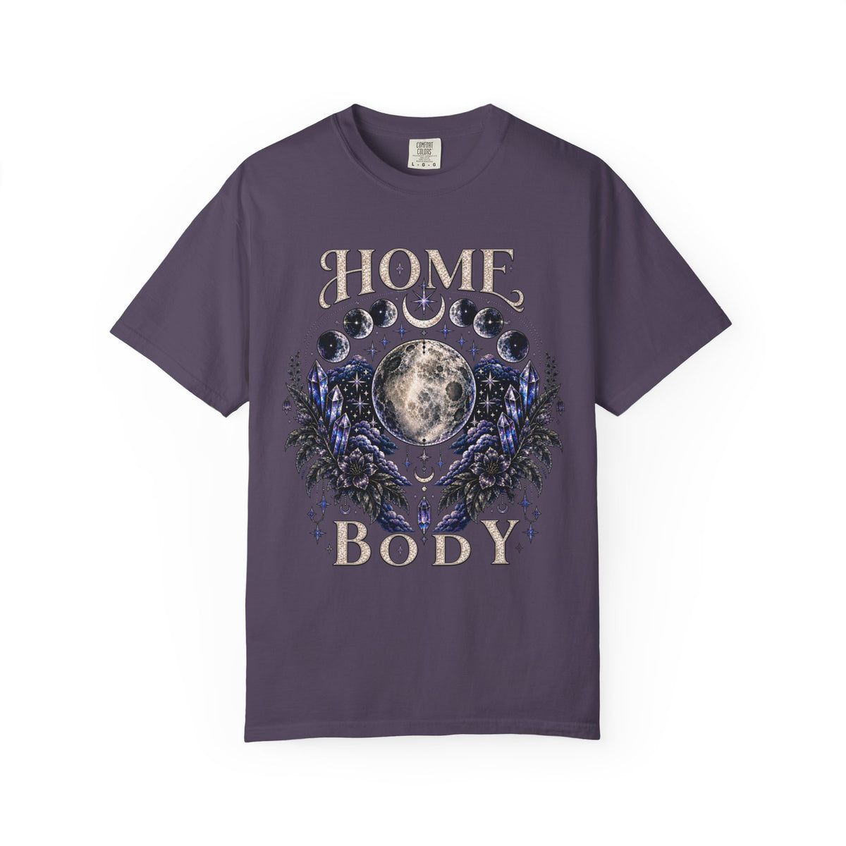 Moon Phases T-Shirt — “Home Body” Lunar Graphic Tee. Midnight Eye, LLC