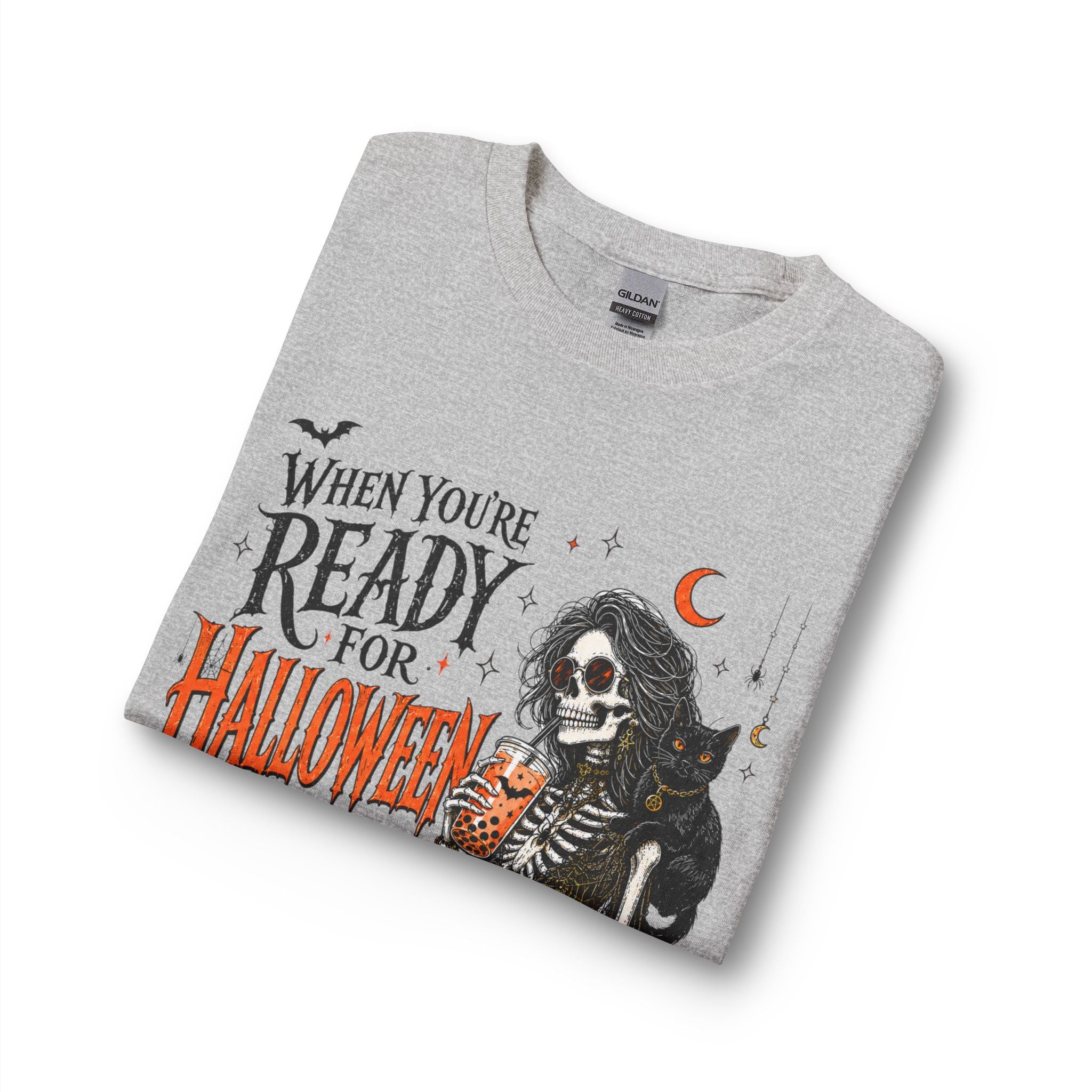 Halloween-Ready Skeleton Long Sleeve Tee — "When You're Ready for Halloween but It's Only Summer"