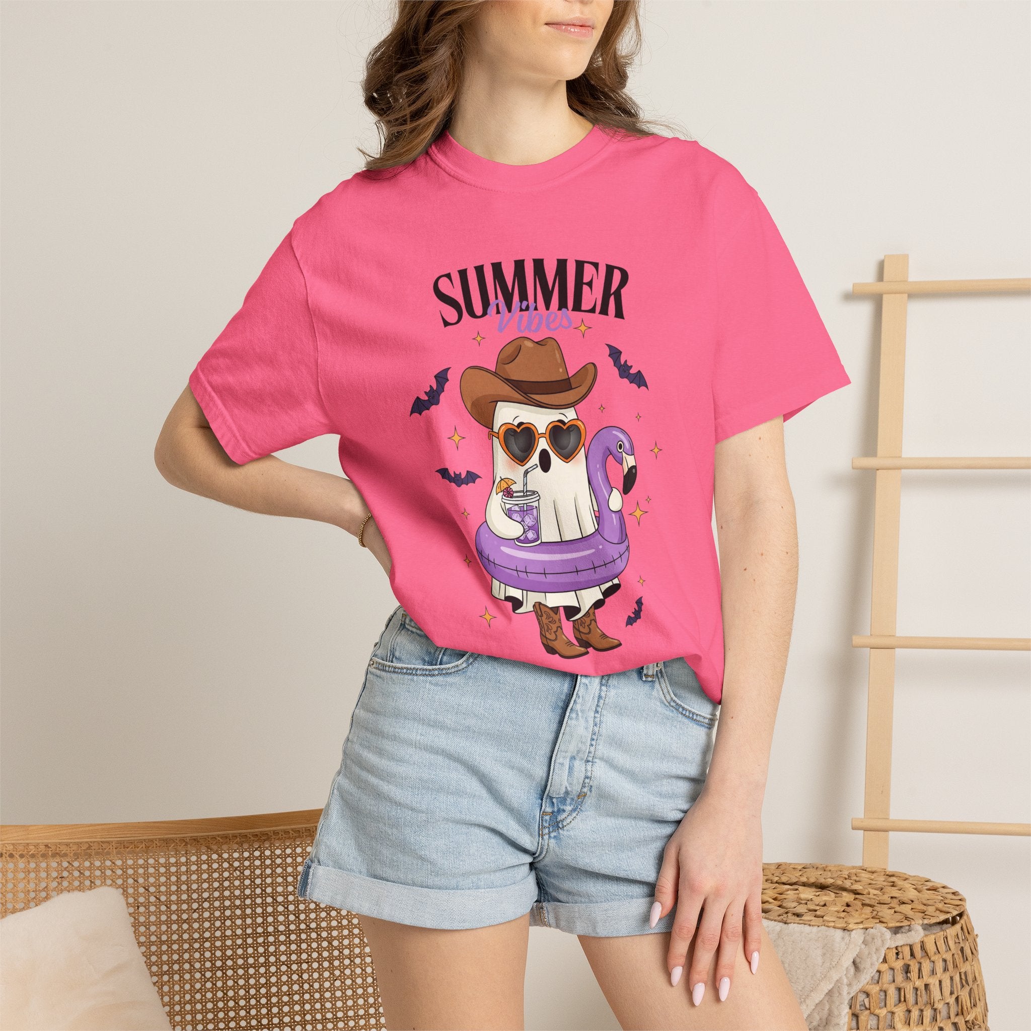 Spooky Summer Ghost T-Shirt — Cute Cowboy Hat & Sunglasses Funny Tee - Midnight Eye, LLC